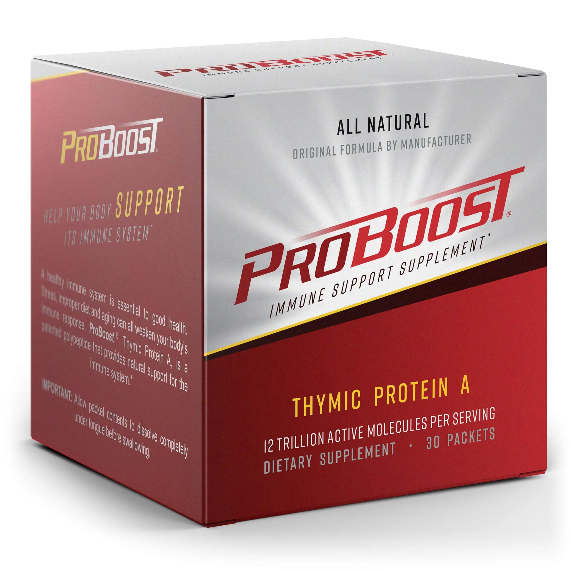 ProBoost Thymic Protein A Powder Packets (4 McG TPA) – Immune System Support Supplement - All Natural, Non-GMO Formula - 30 Packets