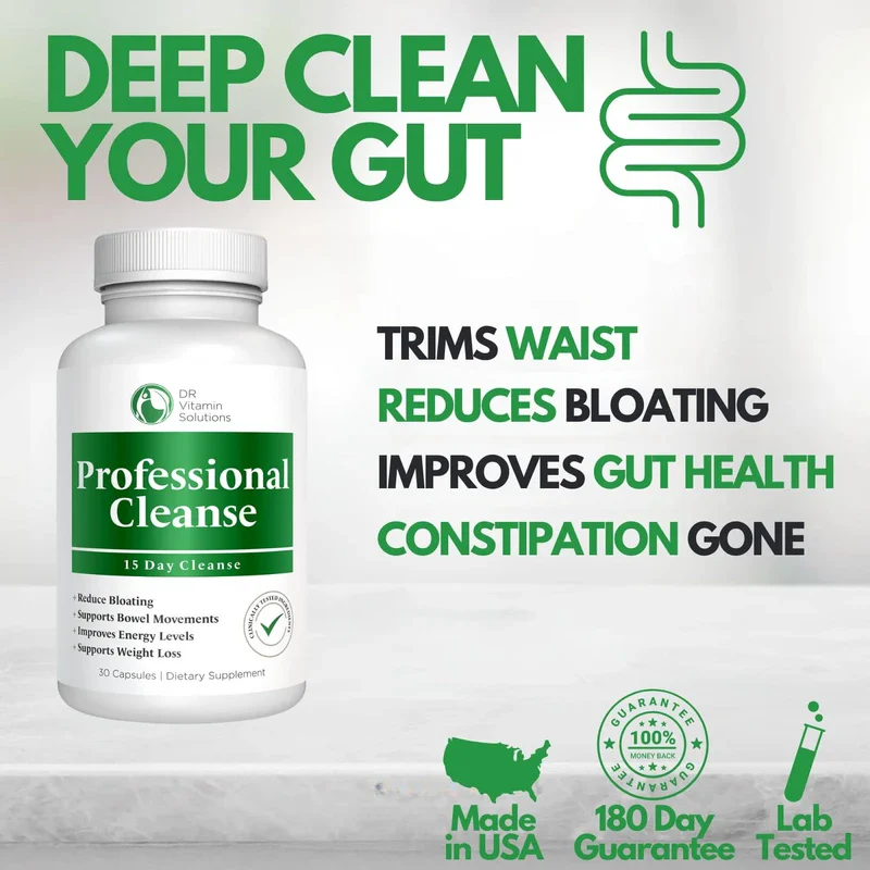 Professional Detox Cleanse for Losing Weight and Belly Fat, 15 Day Colon Cleanse, Dr Vitamin Body Detox Probiotics, Cleanse for Gut Health, Bloating Relief and Reducing Fat, 30 Caps - Image 3