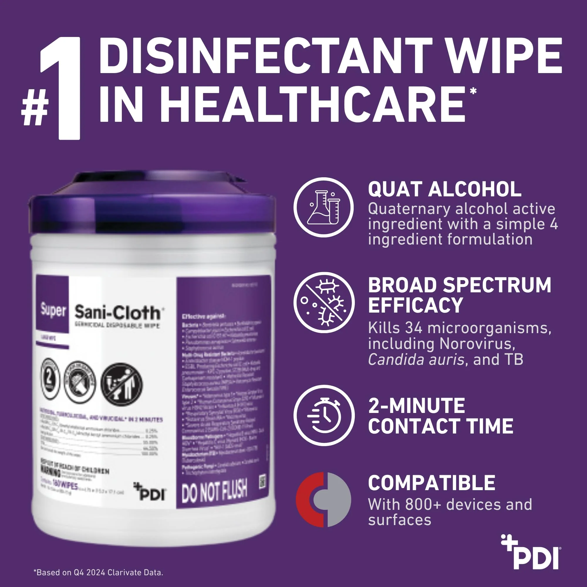 Professional Disposables Surface Disinfectant Super Sani-Cloth Wipes, 160Count - Image 3
