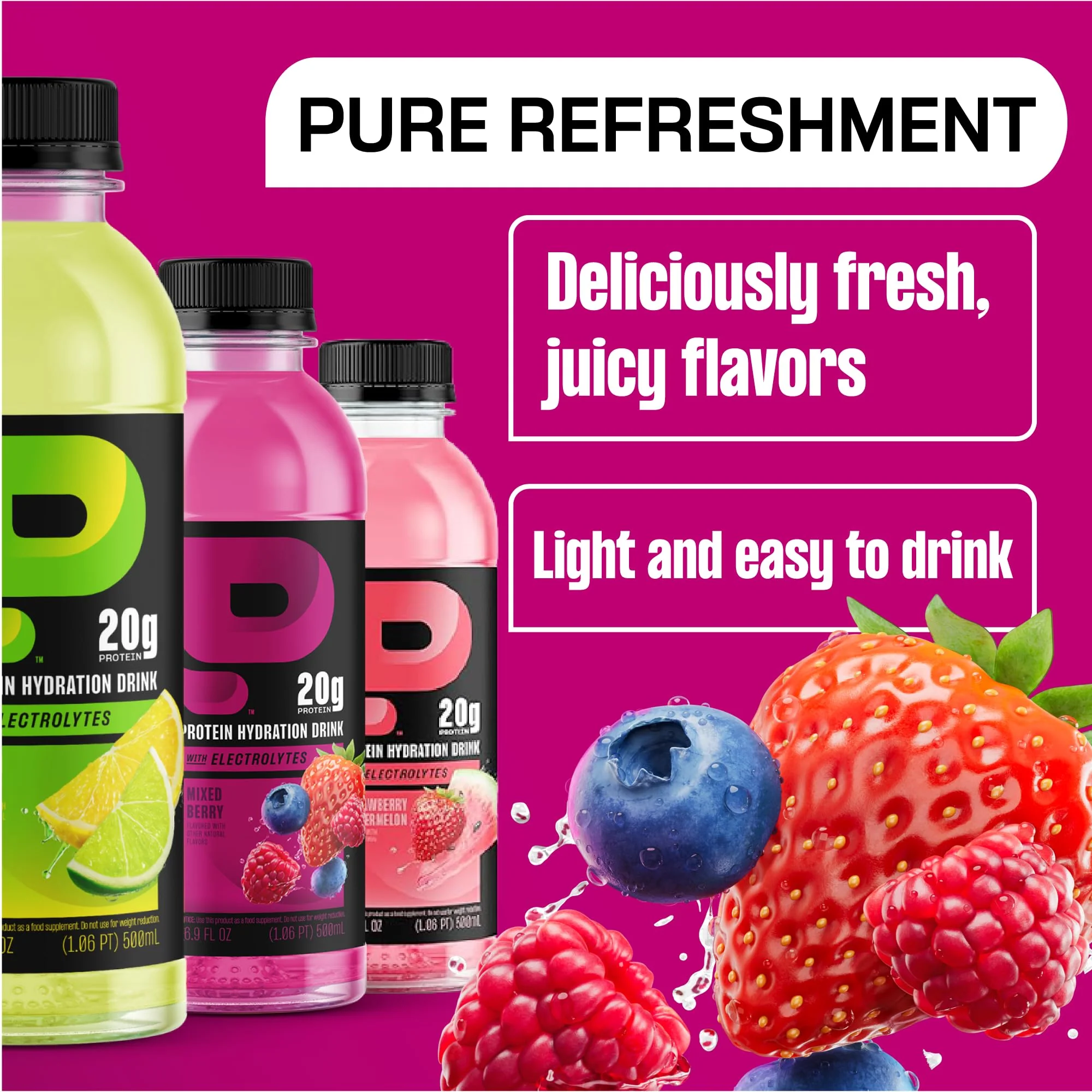 Protein2o Hydration Drink - 2-in-1 Liquid Clear Whey Protein Isolate and Electrolyte Drink - 20g Protein, Vitamins B5, B6 - Post-Workout Recovery - 16.9 Fl Oz - 12 Count Mixed Berry - Image 4