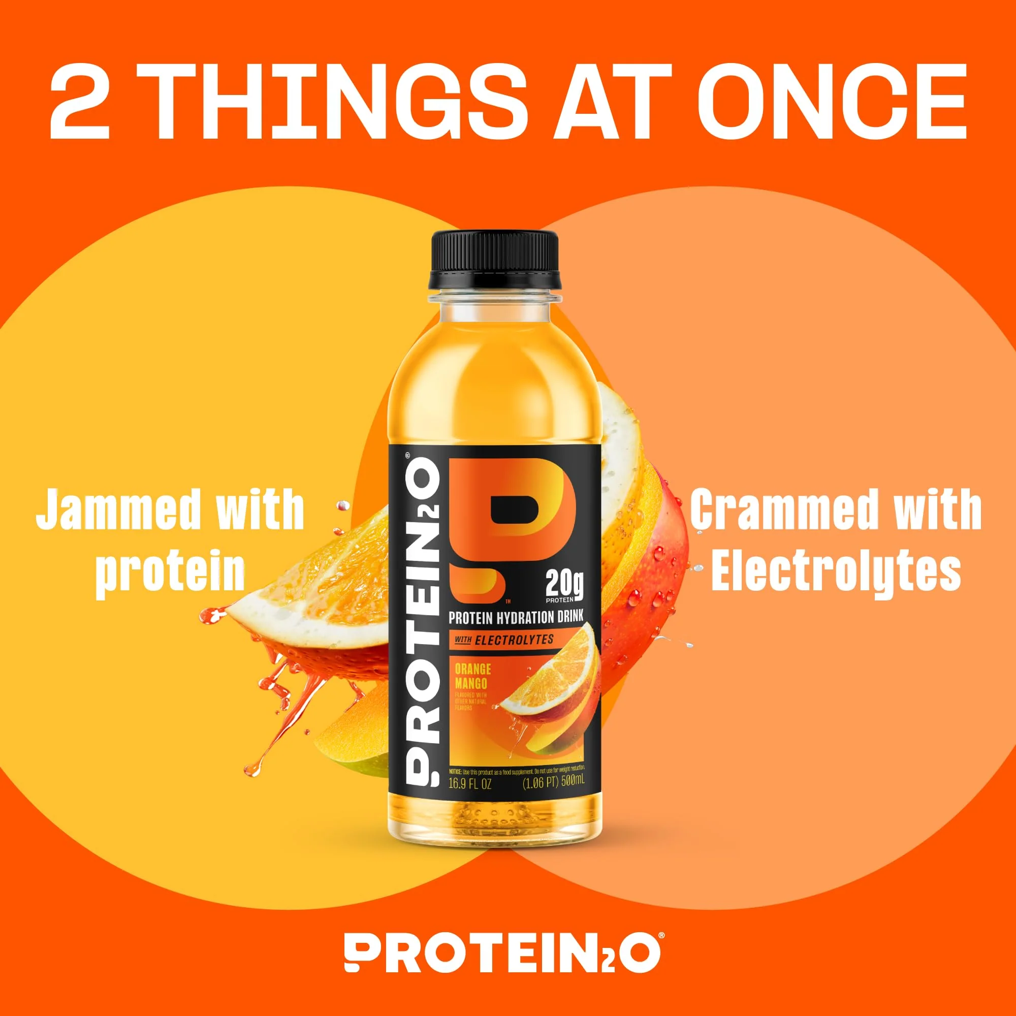 Protein2o Hydration Drink - 2-in-1 Liquid Clear Whey Protein Isolate and Electrolyte Drink - 20g Protein, Vitamins B5, B6 - Post-Workout Recovery - 16.9 Fl Oz - 12 Count Orange Mango - Image 6