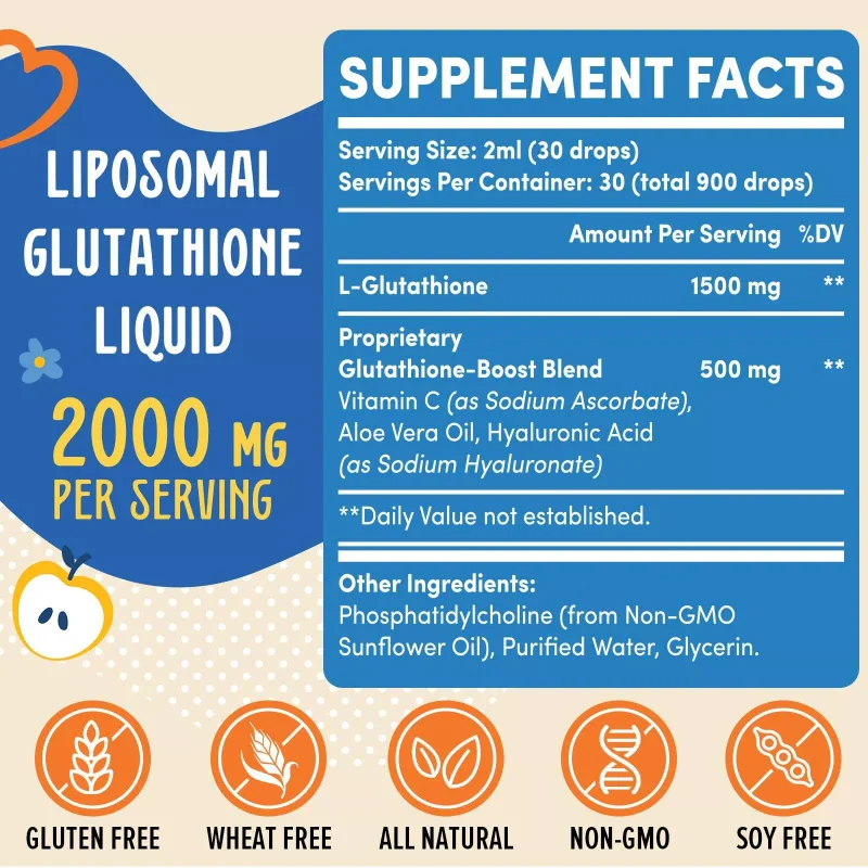 Prunucis 2000MG Liposomal Glutathione Liquid 98% Absorption Glutathione Liqui... - Image 2
