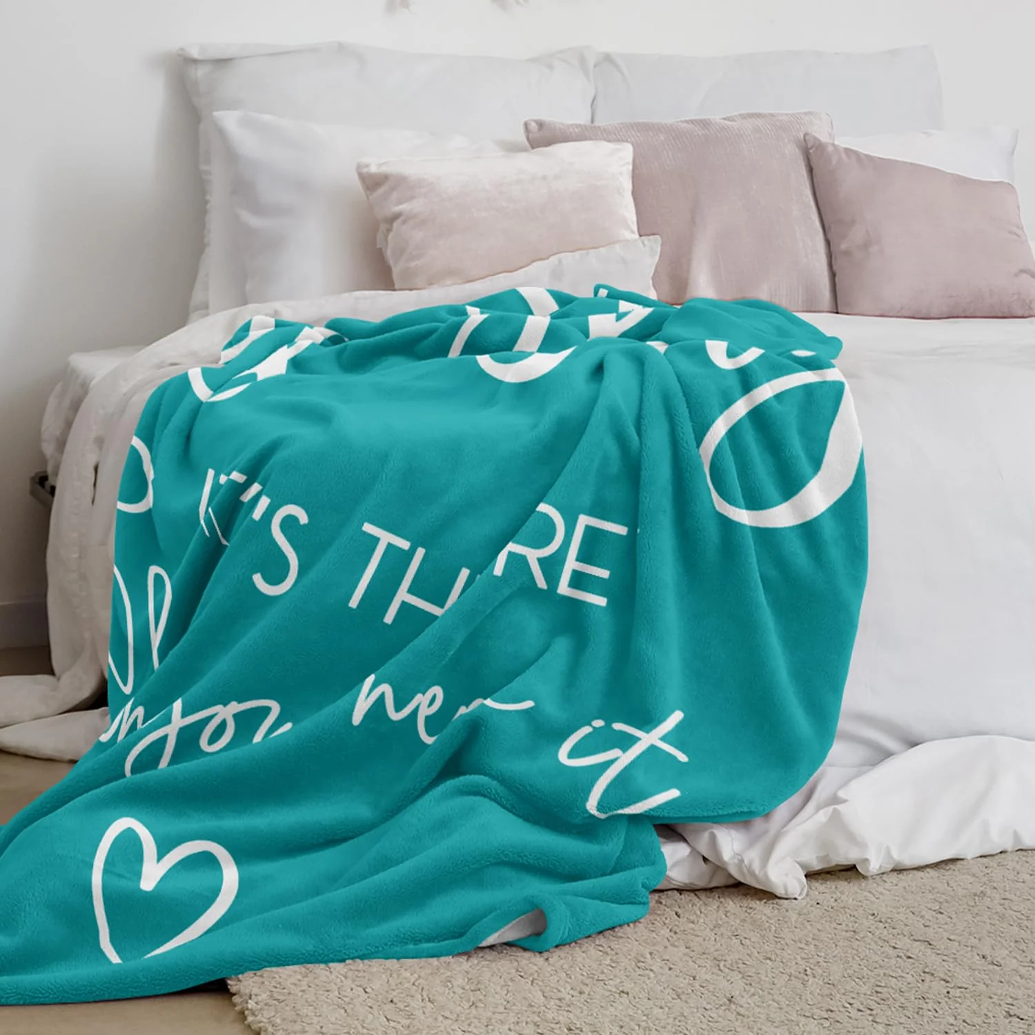 Pubrave Gifts for Women, Thinking of You/Cheer Up/Inspirational Gifts for Christmas/Birthday/Get Well, Hug/Love Blanket Teal 60x50in - Image 3