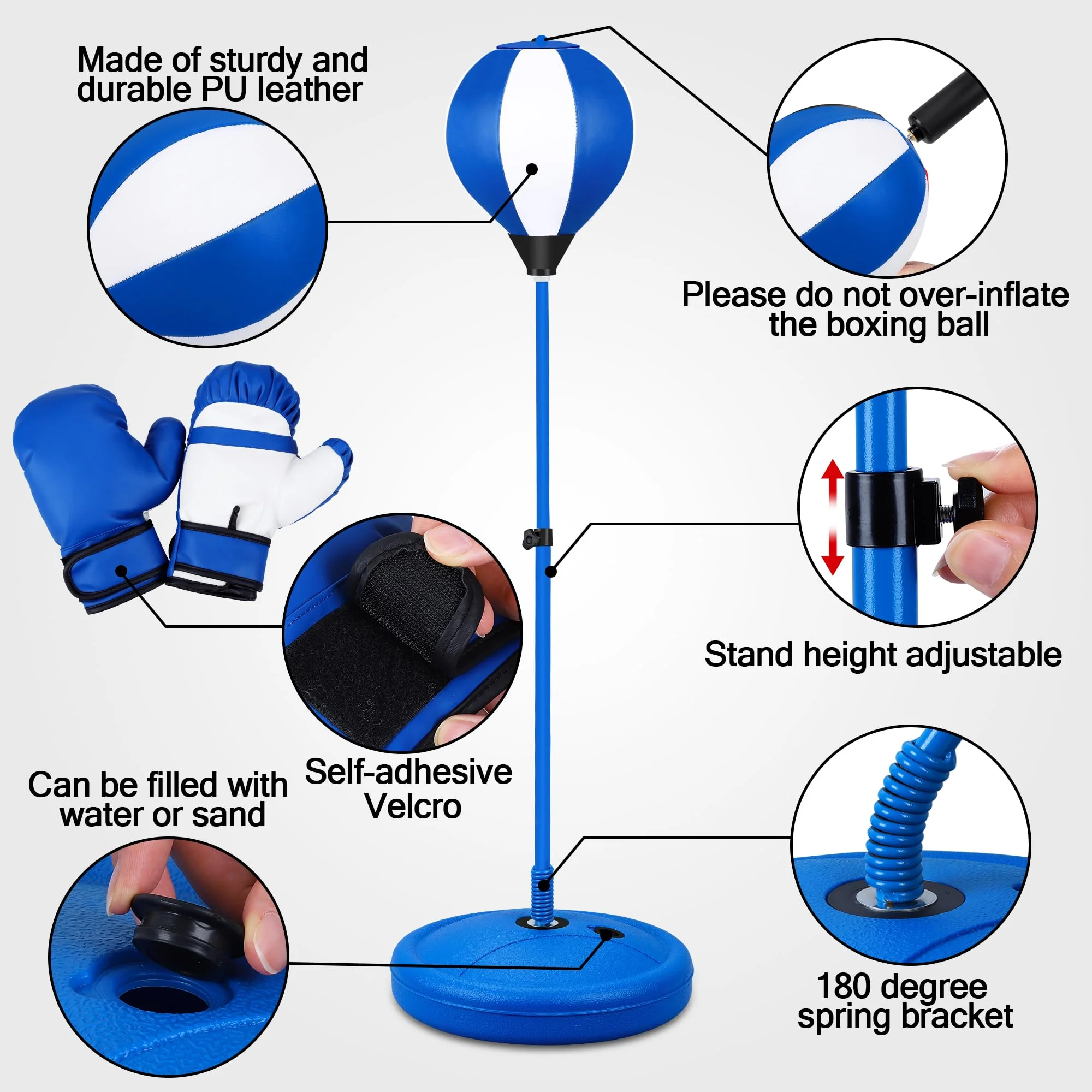 Punching Bag for Ages 3 4 5 6 7 8+ Years Old Kids, Boxing Bag Set Toy with Boxing Gloves, Height Adjustable Punching Bag, Sport Toy for Boys & Girls, Ideal Christmas Birthday Gift for Kids - Image 5