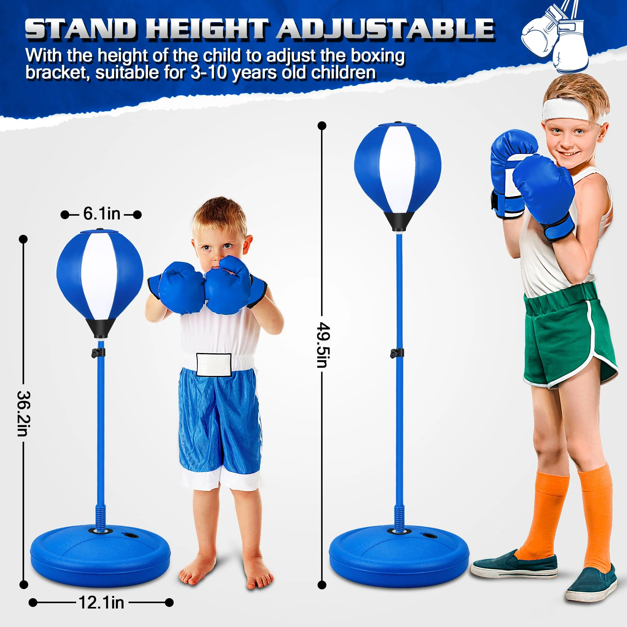Punching Bag for Ages 3 4 5 6 7 8+ Years Old Kids, Boxing Bag Set Toy with Boxing Gloves, Height Adjustable Punching Bag, Sport Toy for Boys & Girls, Ideal Christmas Birthday Gift for Kids - Image 7