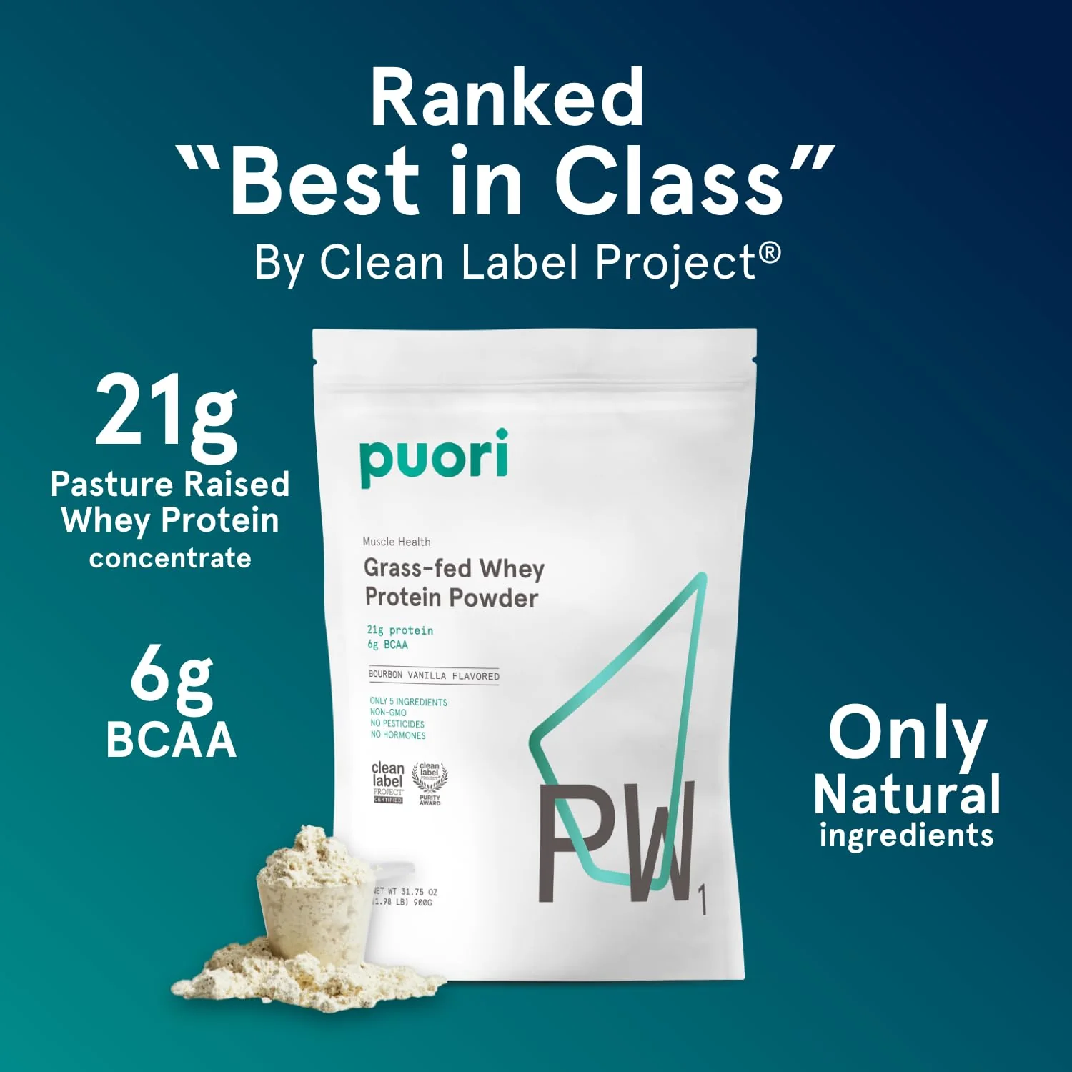Puori Whey Protein Powder - Bourbon Vanilla - PW1 Pasture Raised, Grass-Fed & Non-GMO - 100% Natural and Pure for Muscle Growth - 21g Protein 1.98lbs - Gluten-Free - Image 10