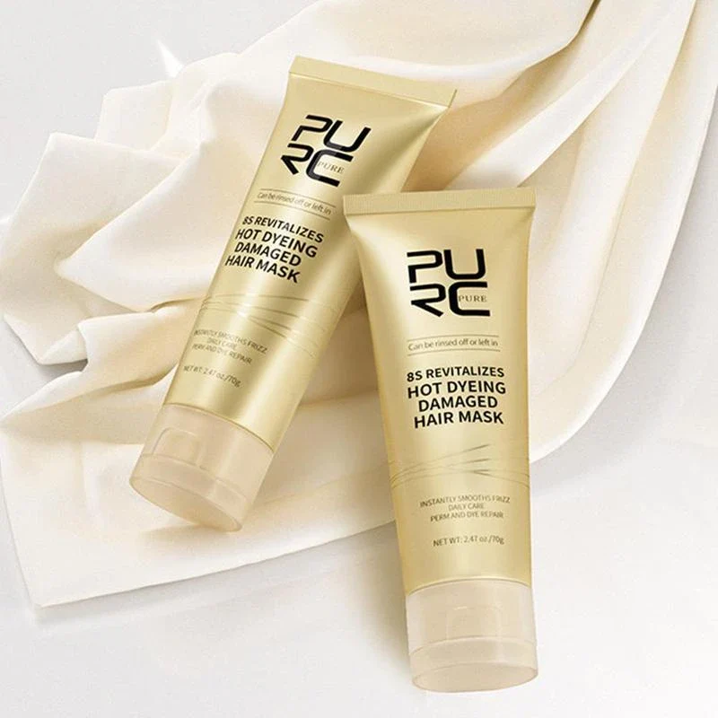 purc Advanced Hair Mask 8s Revitalizes Hot Dyeing Damaged Hair Mask Professional Keratin Treatment Hair Mask Instantly Smooths Frizz Daily Care Perm And Dye Repair Conditioner - Specification: 70g*1 - Image 3
