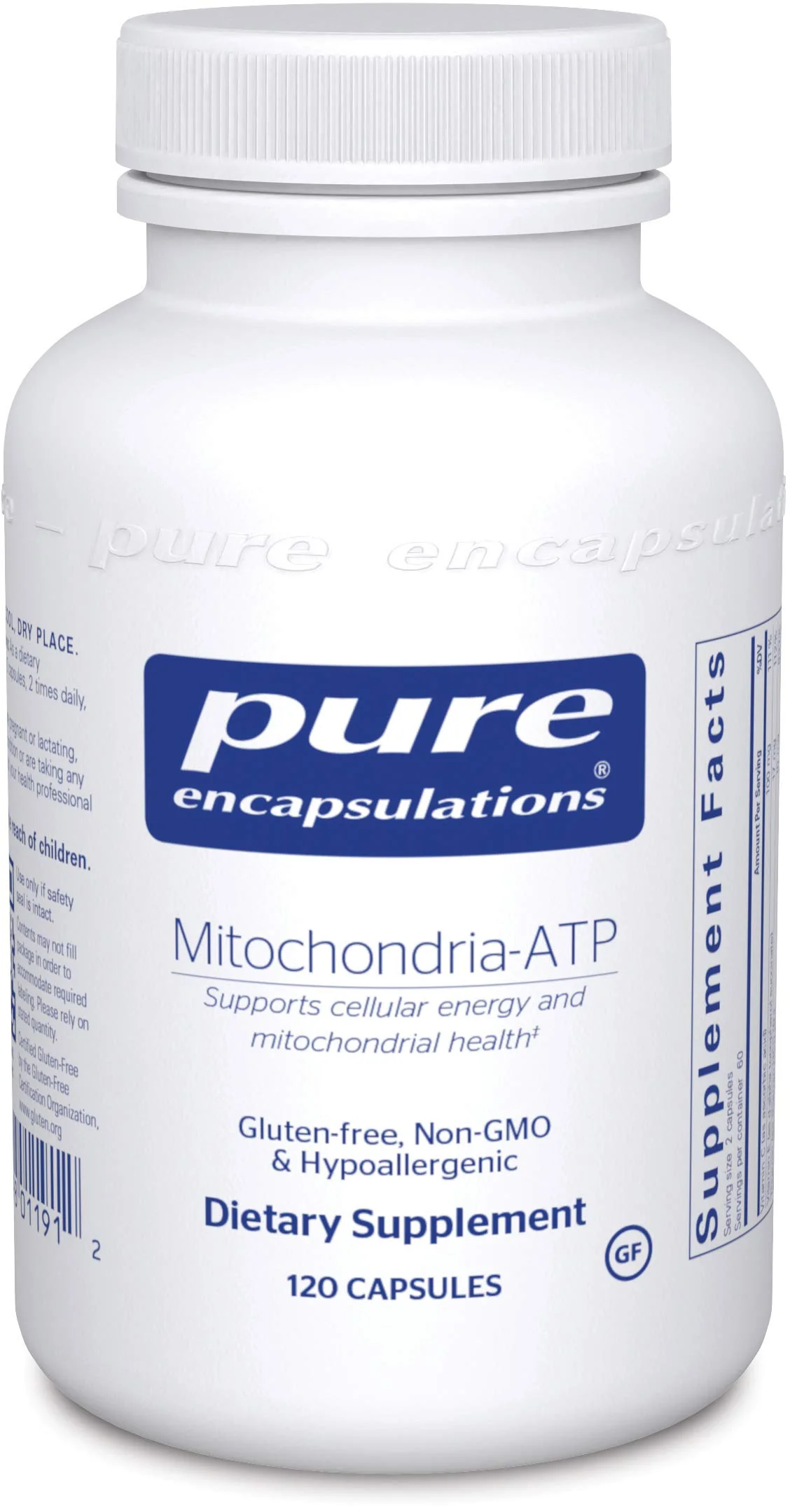 Pure Encapsulations Mitochondria-ATP - Mitochondrial Support - ATP Production Aid* - with Vitamin C, Vitamin E & Thiamin - Antioxidant Support - 120 Capsules