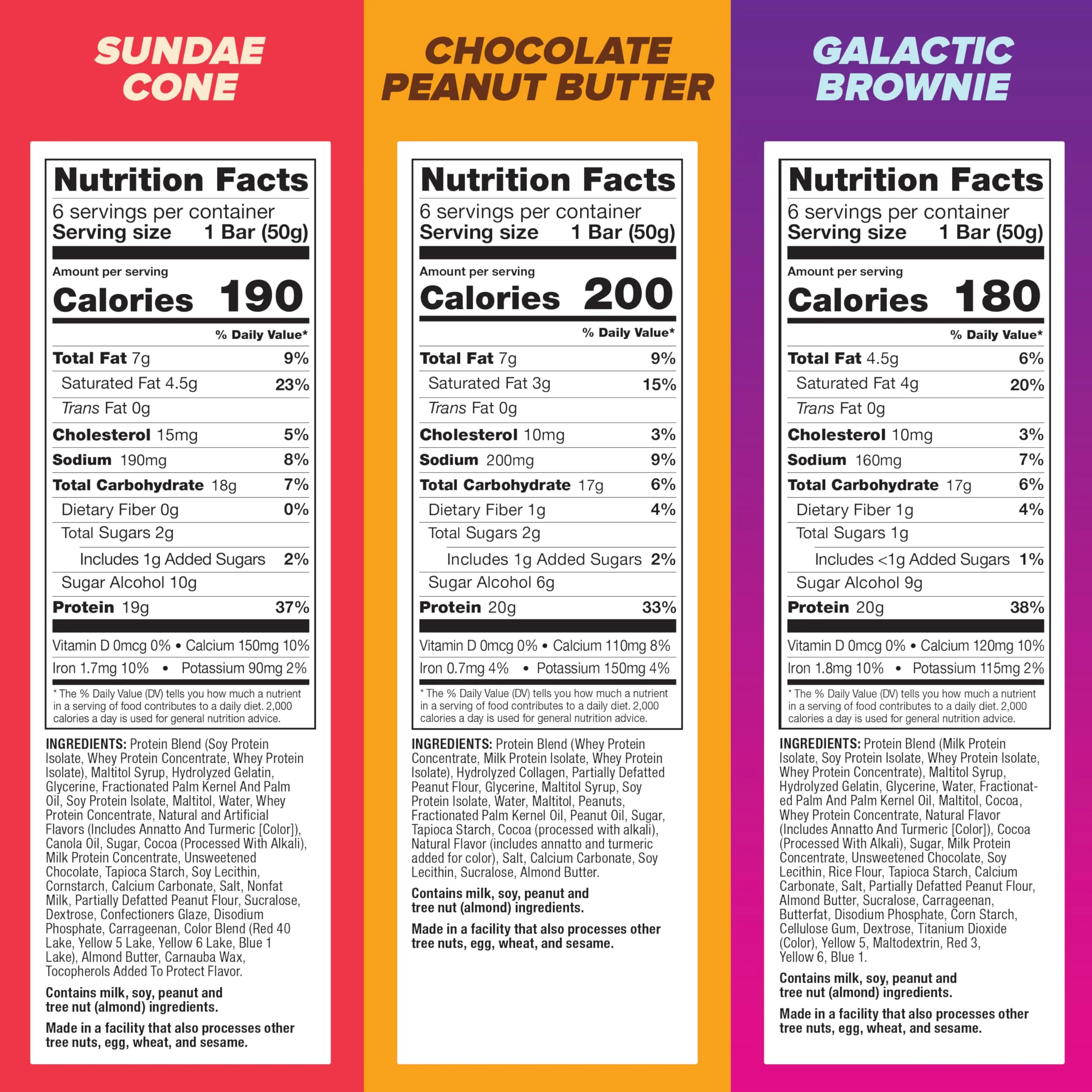 Pure Protein 18 Count Variety Pack - Galactic Brownie, Sundae Cone, Chocolate Peanut Butter - Image 2