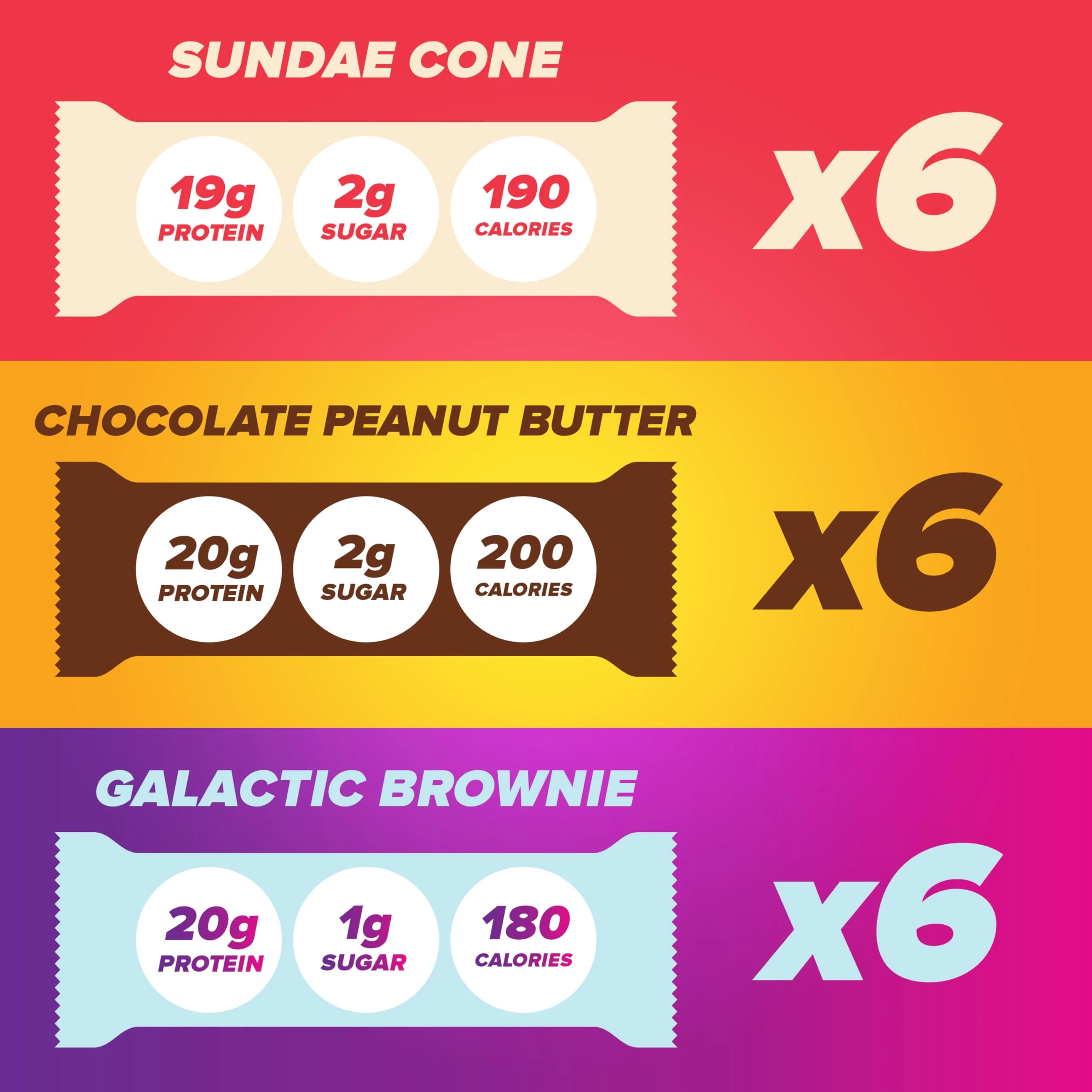 Pure Protein 18 Count Variety Pack - Galactic Brownie, Sundae Cone, Chocolate Peanut Butter - Image 4