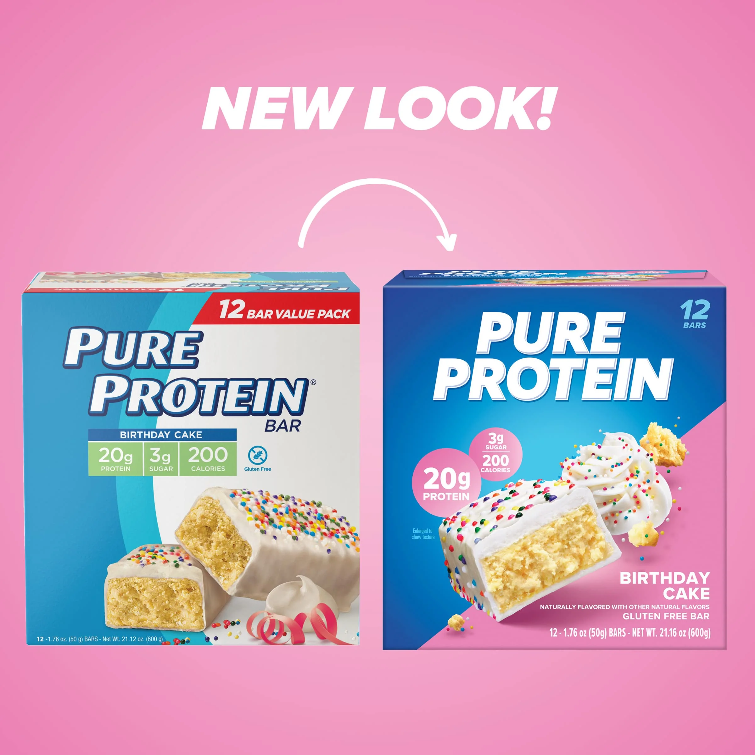Pure Protein Bars, High Protein, Nutritious Snacks to Support Energy, Low Sugar, Gluten Free, Birthday Cake, 1.76 oz, Pack of 12 (Packaging May Vary) - Image 6