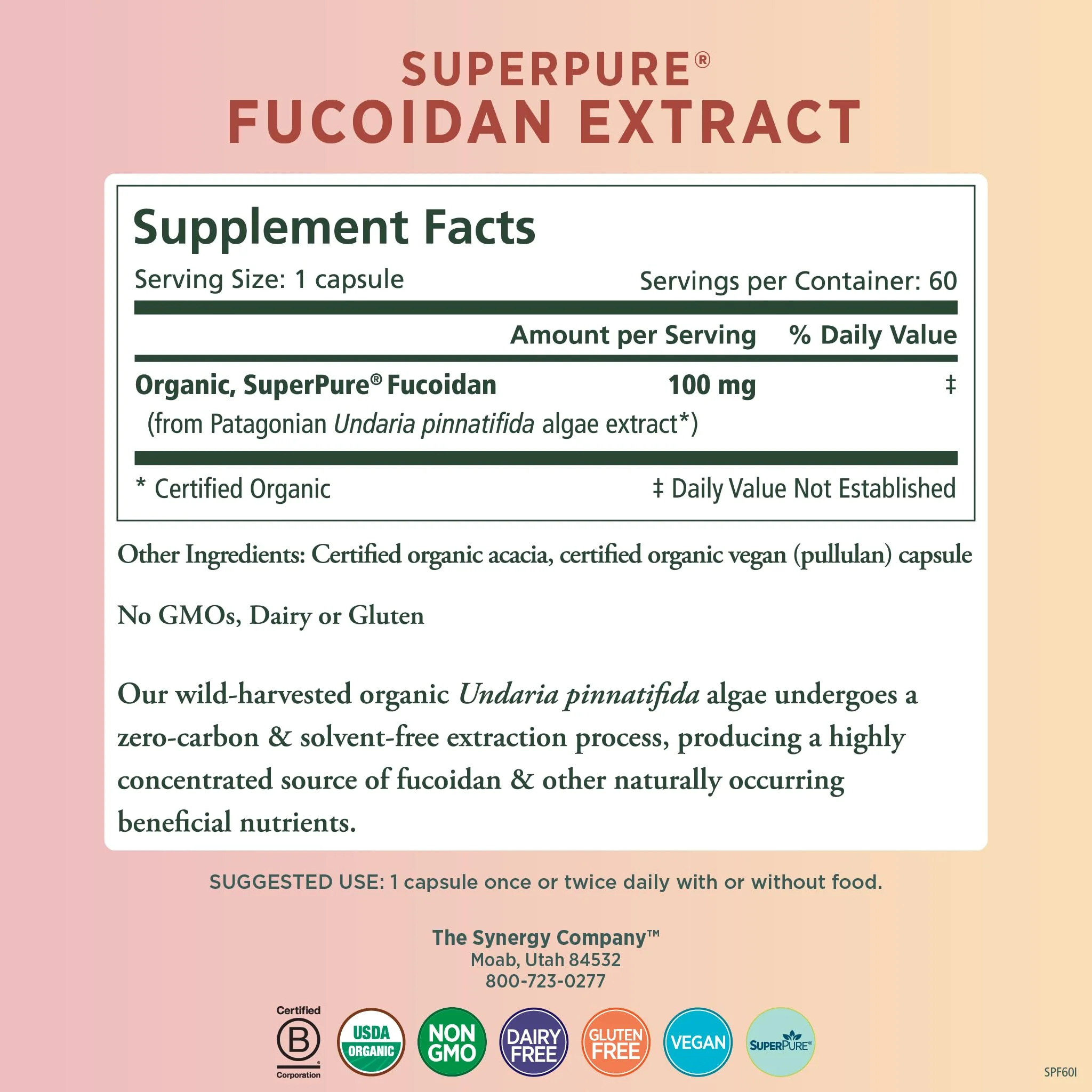 PURE SYNERGY SuperPure Fucoidan Extract | Gluten-Free Fucoidan from Organic Brown Seaweed | for Immune Health, Digestion, and Healthy Aging (60 Capsules) - Image 6