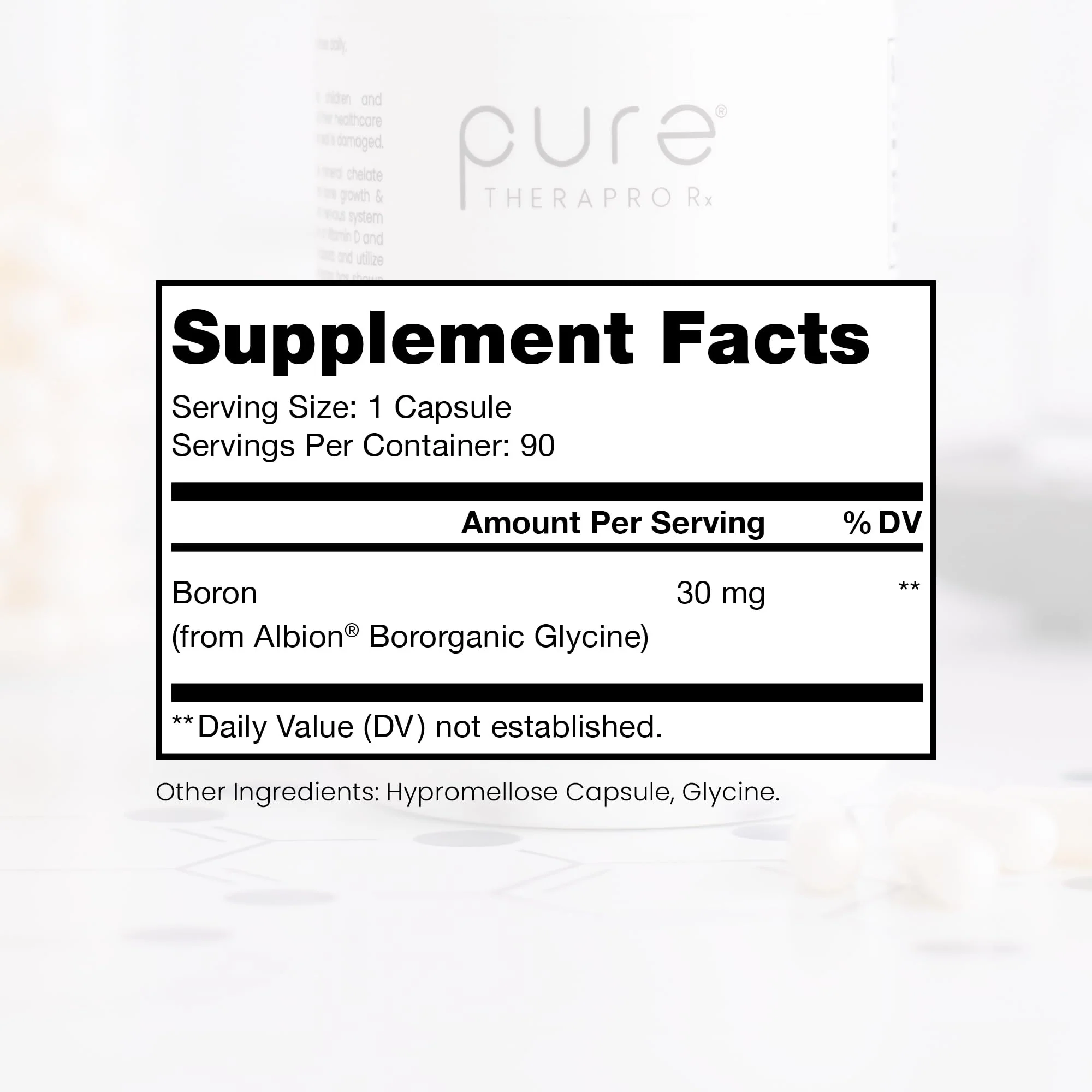 Pure TheraPro Rx Bio Boron, 30mg/Capsule, 90 Capsules, Bororganic Glycine Boron Supplements for Men & Women, Vegan Mineral Supplements for Bones, Cardiovascular Function & Immunity Support - Image 8