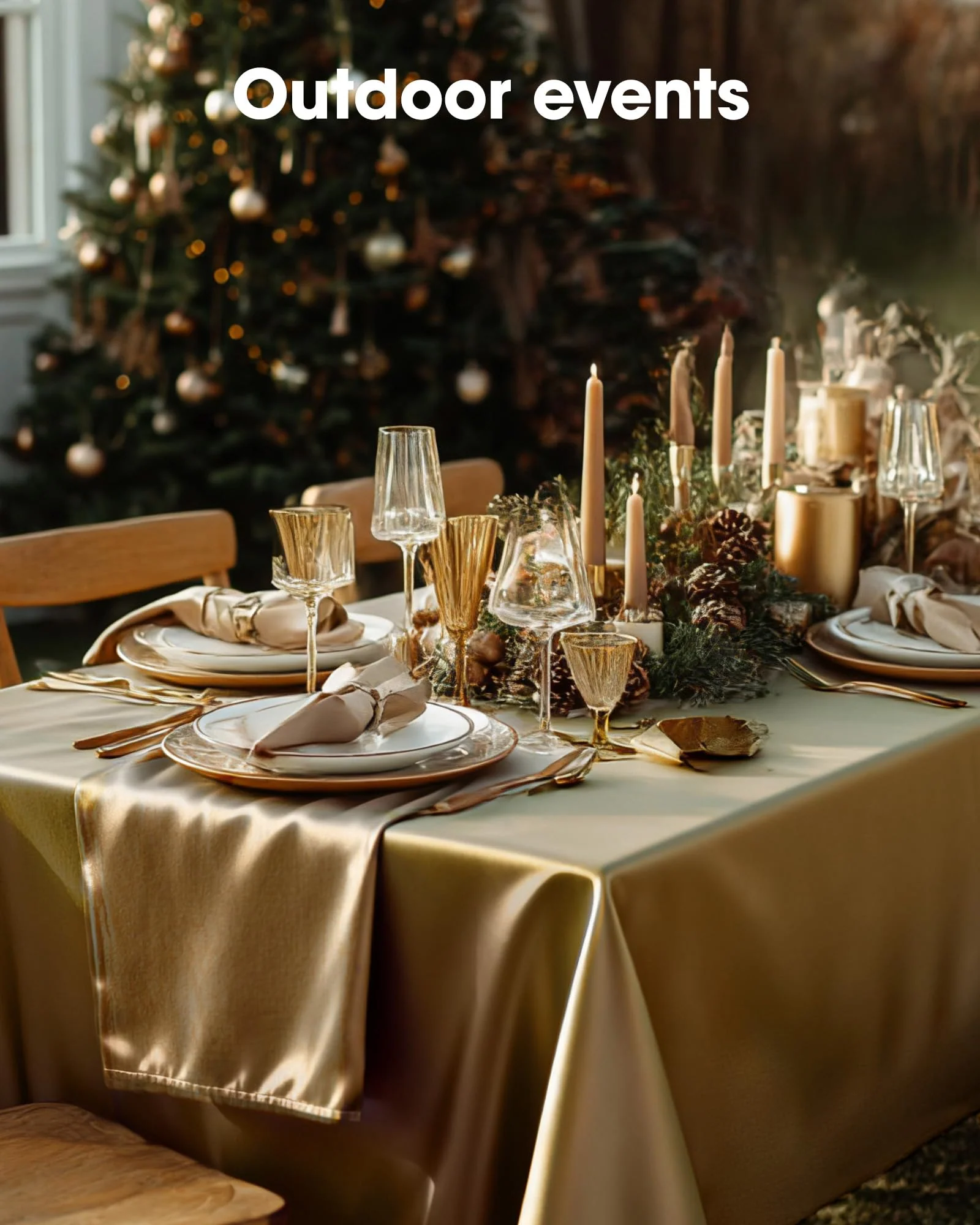 Pureegg Plastic Table Cloth Disposable 10 Pack, 54 x 108 Inch Table Cloths, Graduation Decorations, Thanksgiving, Christmas Tablecloths, Rectangle, Plastic Cover, Leakproof & Sturdy, Gold - Image 4
