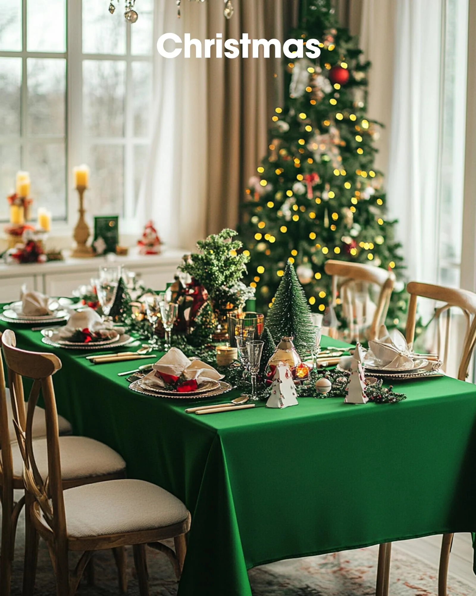Pureegg Plastic Table Cloth Disposable 20 Pack, 54 x 108 Inch Table Cloths, St Patricks Day, Christmas Decorations, Tablecloths, Rectangle, Forest, Emerald, Plastic Cover, Leakproof & Sturdy, Green - Image 8
