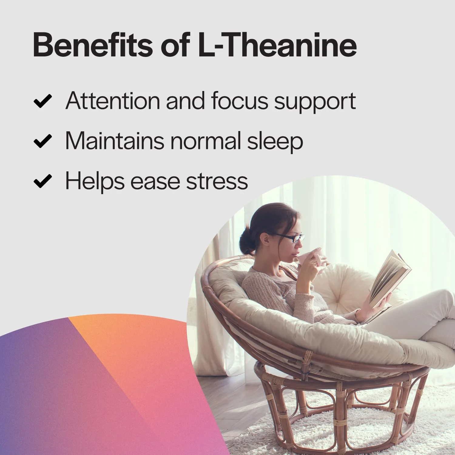PureFormulas L Theanine Supplement 100 mg, L-Theanine Supports Stress Levels, Relaxed State, Mood, Sleep, Dairy Free, Soy Free, Non-GMO 60 Vegetarian Capsules - Image 3