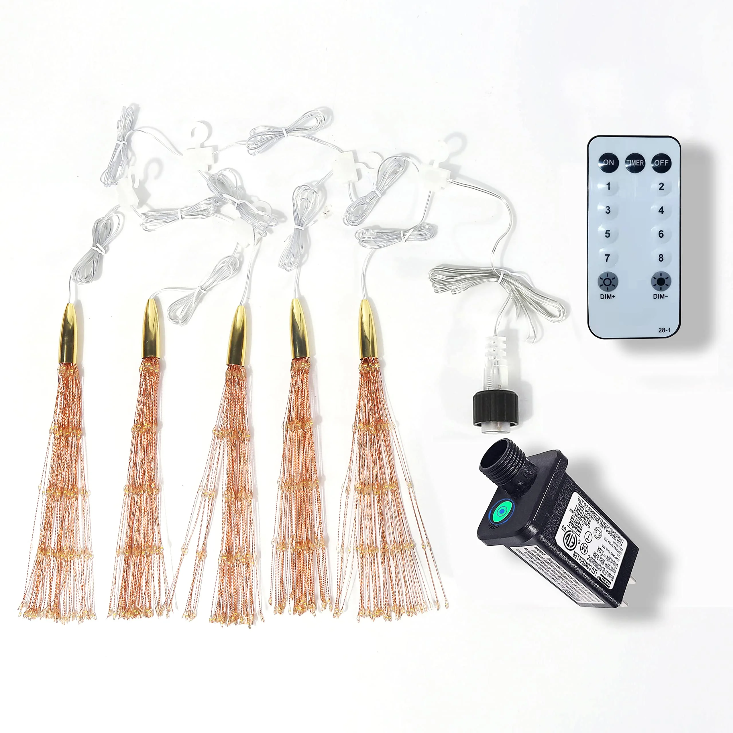 PXBNIUYA 5 Pack 1000LED Plug in Starburst Sphere Lights,Firework Light 8 Modes Dimmable Remote Control Waterproof Hanging Copper Wire Fairy Light for Patio Party Tent Christmas (Warm White) - Image 4