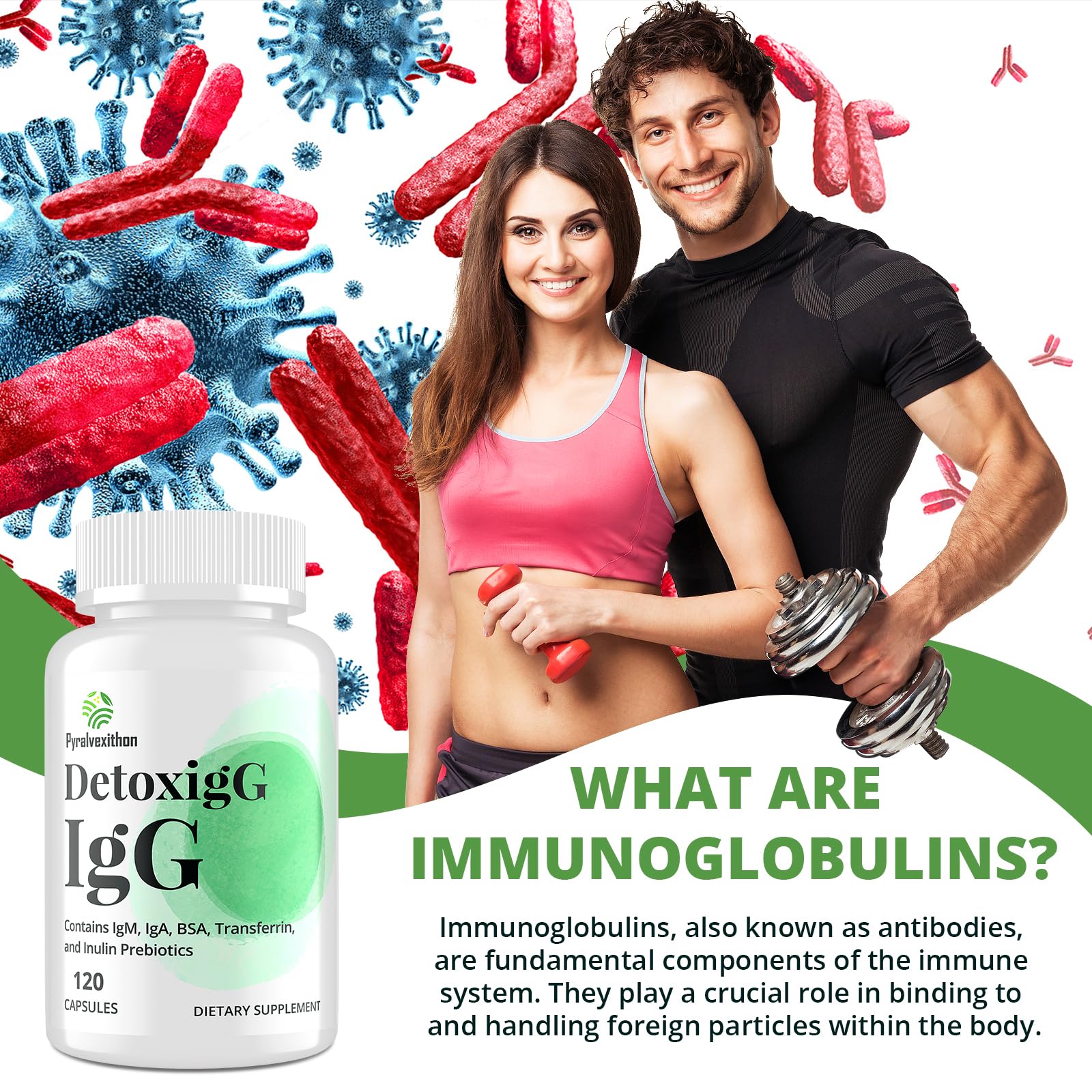 Pyralvexithon IgG Immunoglobulin Supplement - IgG, IgM, IGA & Inulin - Bovine Colostrum Supplement Alternative - Dairy-Free Bovine Immunoglobulin Capsules (120 Capsules) - Image 3