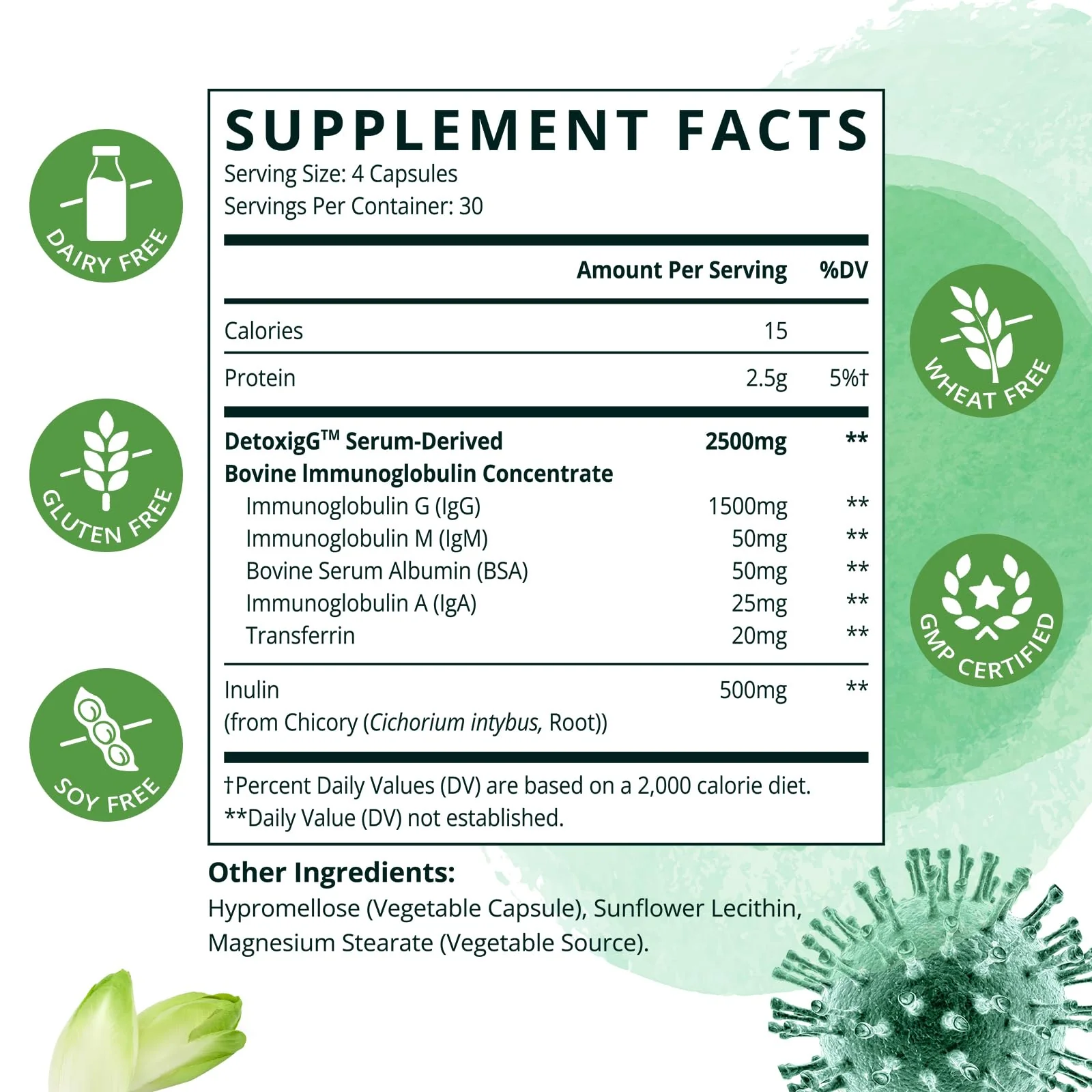 Pyralvexithon IgG Immunoglobulin Supplement - IgG, IgM, IGA & Inulin - Bovine Colostrum Supplement Alternative - Dairy-Free Bovine Immunoglobulin Capsules (120 Capsules) - Image 7