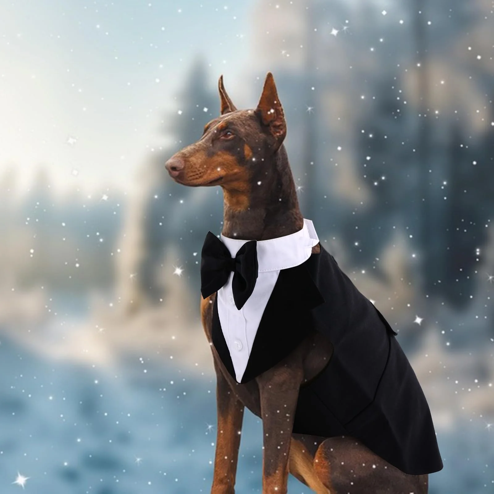 QBLEEV Tuxedo for Large Dogs, Suit and Bandana Set, Wedding Outfit With Bow Tie, Formal Tux Costume for Halloween, Christmas, Birthday Party, Cosplay, Black 2XL - Image 3