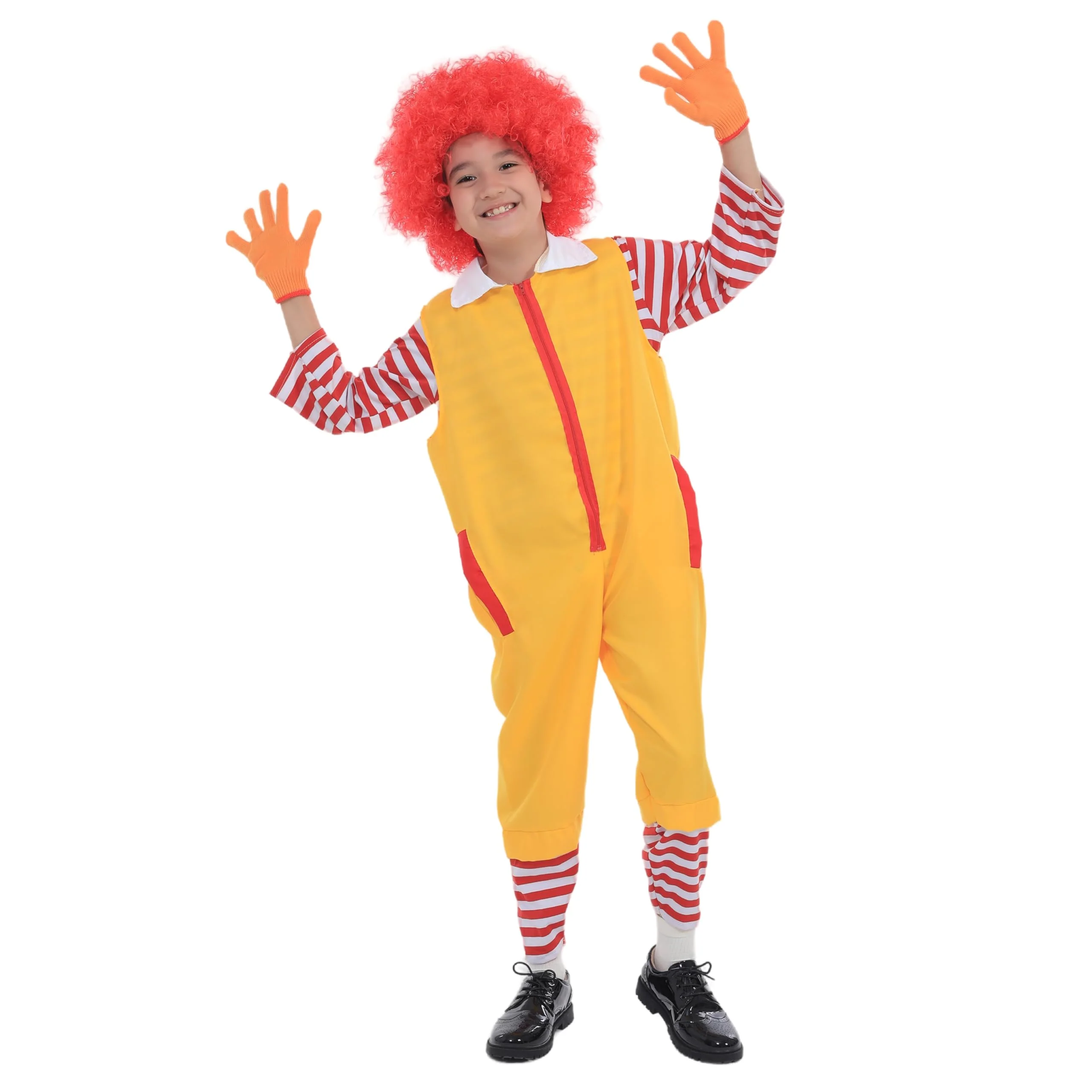 QiaoPkeb 4-PCS Clown Costume Set - Boys Girls Circus Clown Outfit for Halloween Christmas Carnival Cosplay Party(150CM) - Image 3