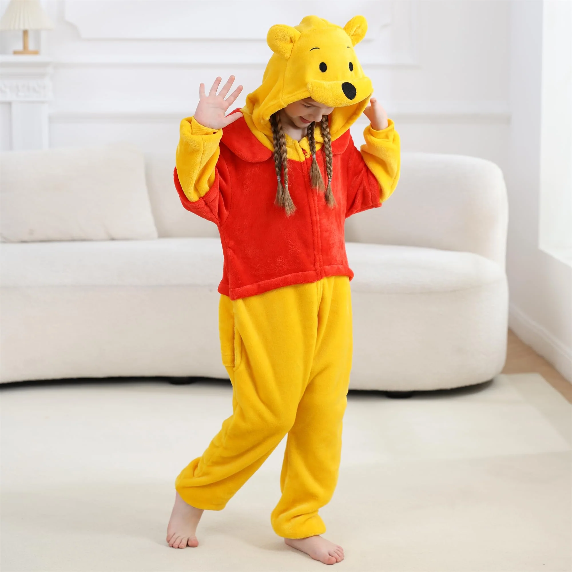 QSTYLE Unisex Children Bear Onesie, Halloween Costume Christmas Pajamas For Girls and Boys 10-11Y Yellow - Image 5