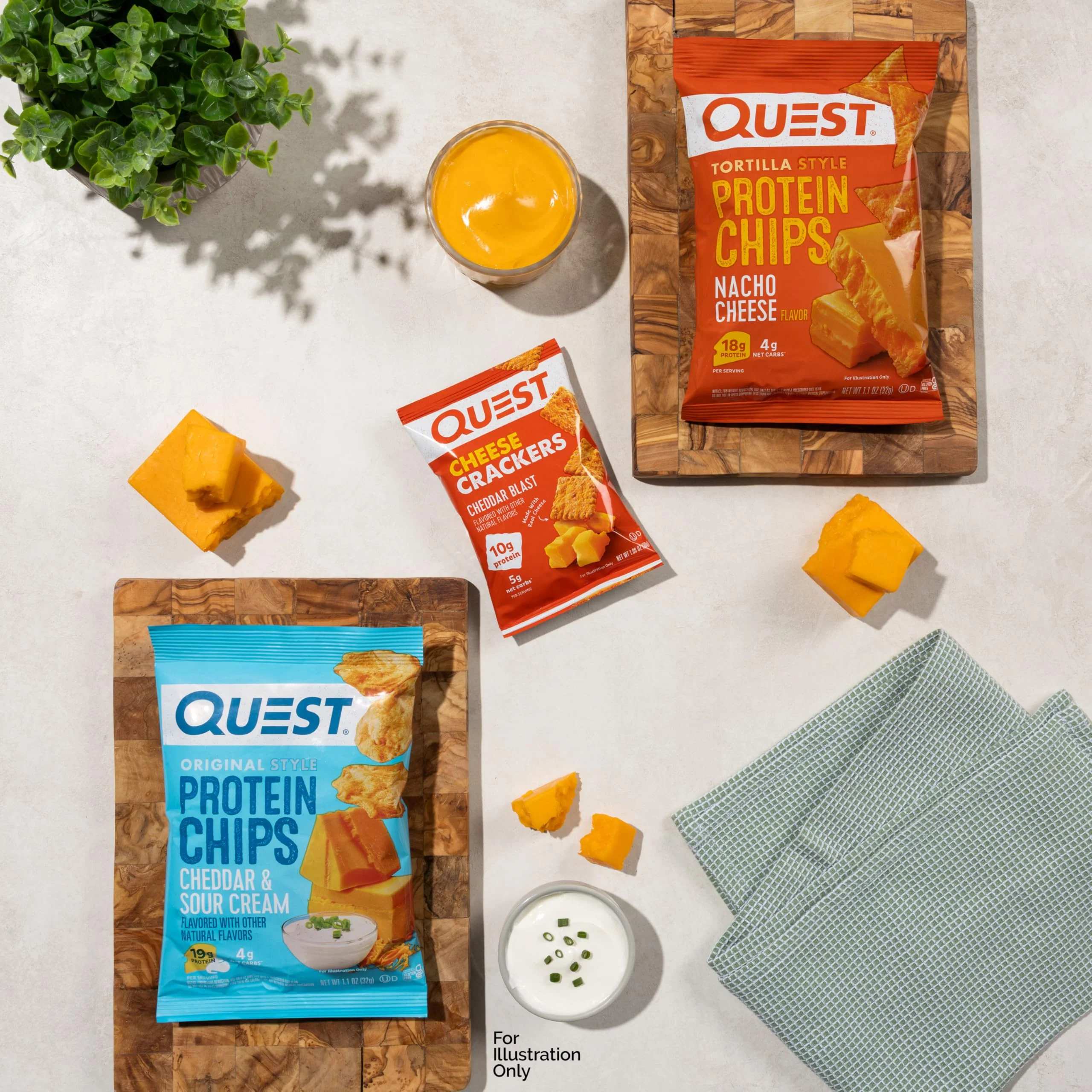 Quest Nutrition Cheese Lovers Variety Pack, Nacho Tortilla Style Protein Chips x4, Cheddar & Sour Cream Chips x4, Cheddar Blast Crackers x4, 12 Count - Image 3