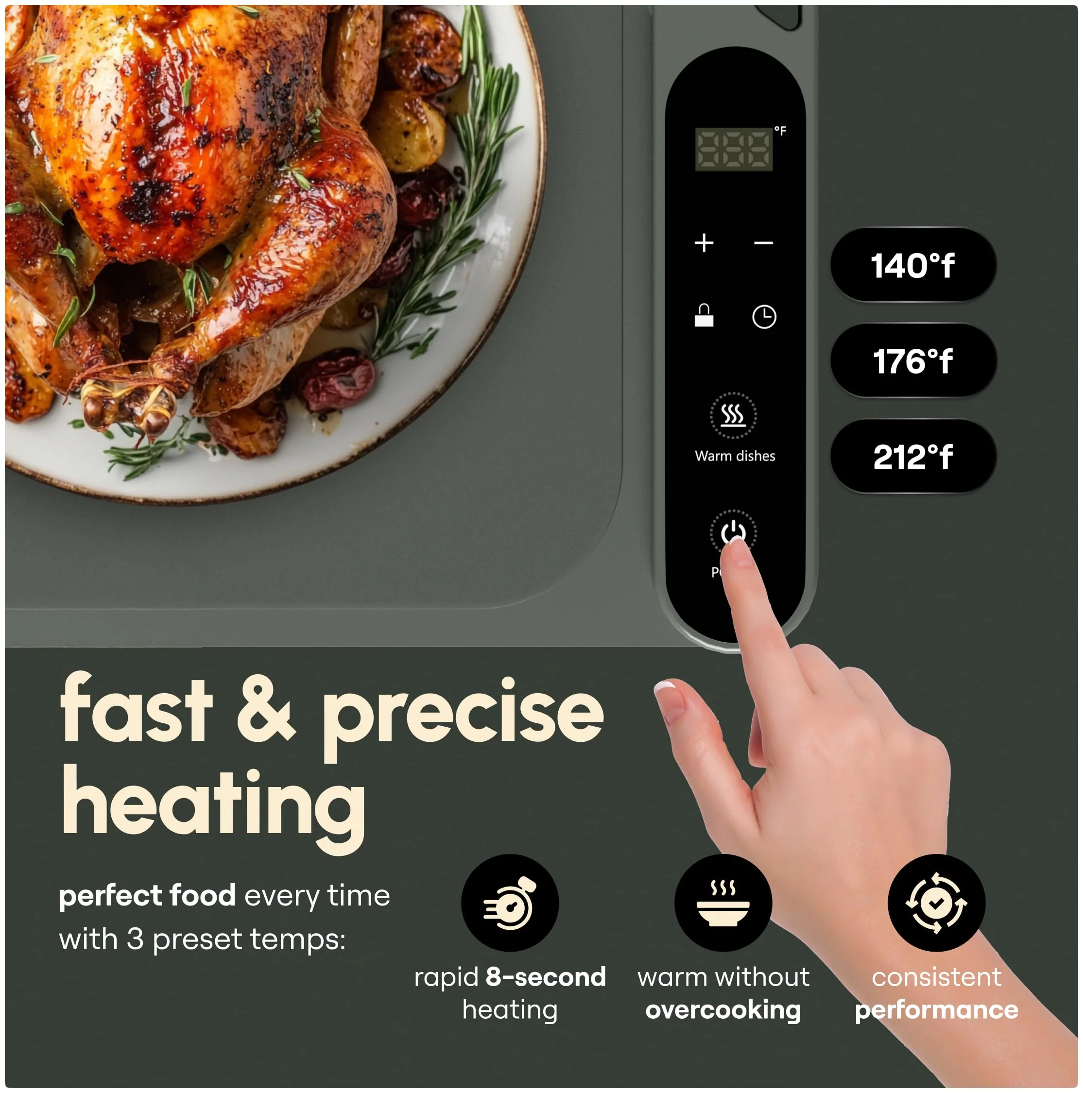Quiveli Electric Food Warming Mat for Buffet - 24"x15" with Child Lock, Timer, 3 Preset Temp - Fast & Even Heating Foldable Warming Mats for Food Dishes - Food Heating Pad for Kitchen Counter - Image 7