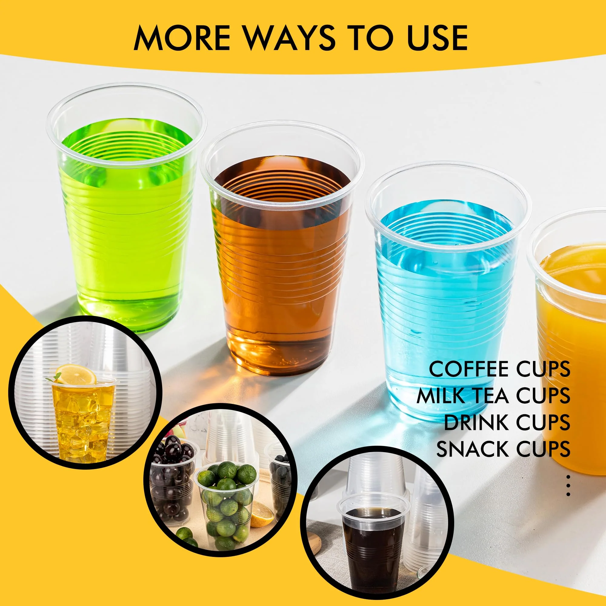 RACETOP 500 Pack 9 oz Plastic Cups, Clear Disposable Plastic Cups Bulk, Cold Drinking Party Cup, Transparent for Wedding, Thanksgiving, Christmas, Party - Image 7