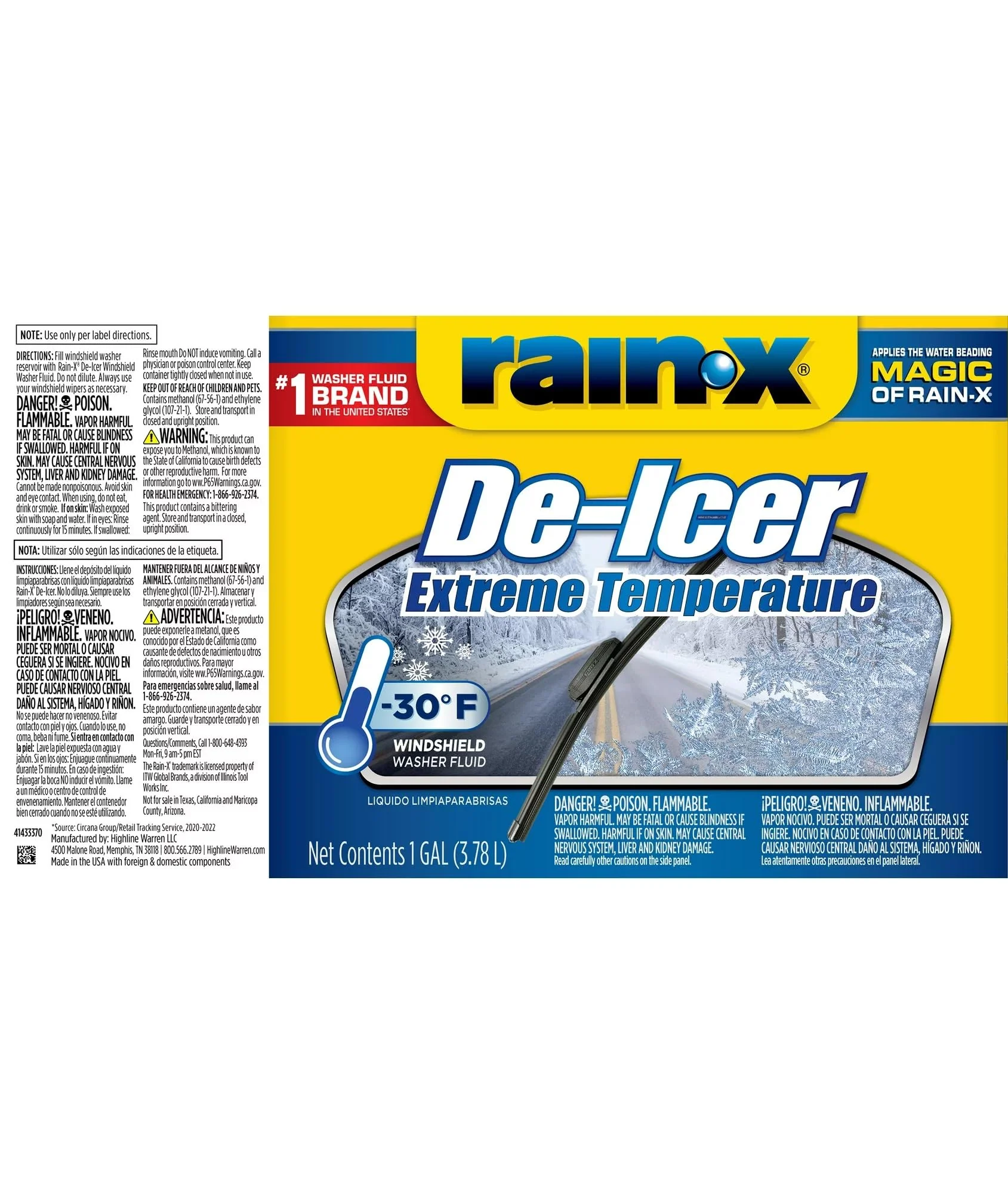 Rain-X -30°F Extreme Temperature De-Icer Windshield Washer Fluid - 1 Gallon - Image 5