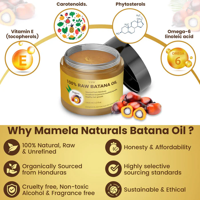 Raw Batana Oil from Honduras - 100% Natural & Organic Dr. Sebi Hair Growth Oil Solution for Men & Women, Raw, Unrefined, Enhances Thickness, Prevents Hair Loss - Image 2