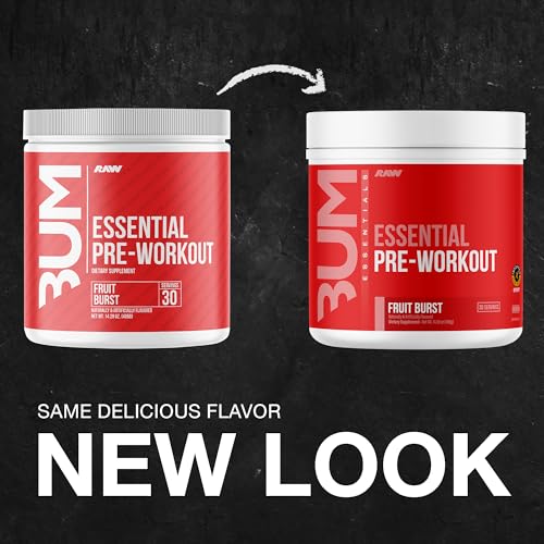 RAW Essential Pre-Workout Powder (Fruit Burst) - Chris Bumstead Sports Nutrition Supplement for Men & Women - Preworkout Energy Powder with Caffeine, L-Citrulline, L-Tyrosine, & Beta Alanine Blend - Image 7