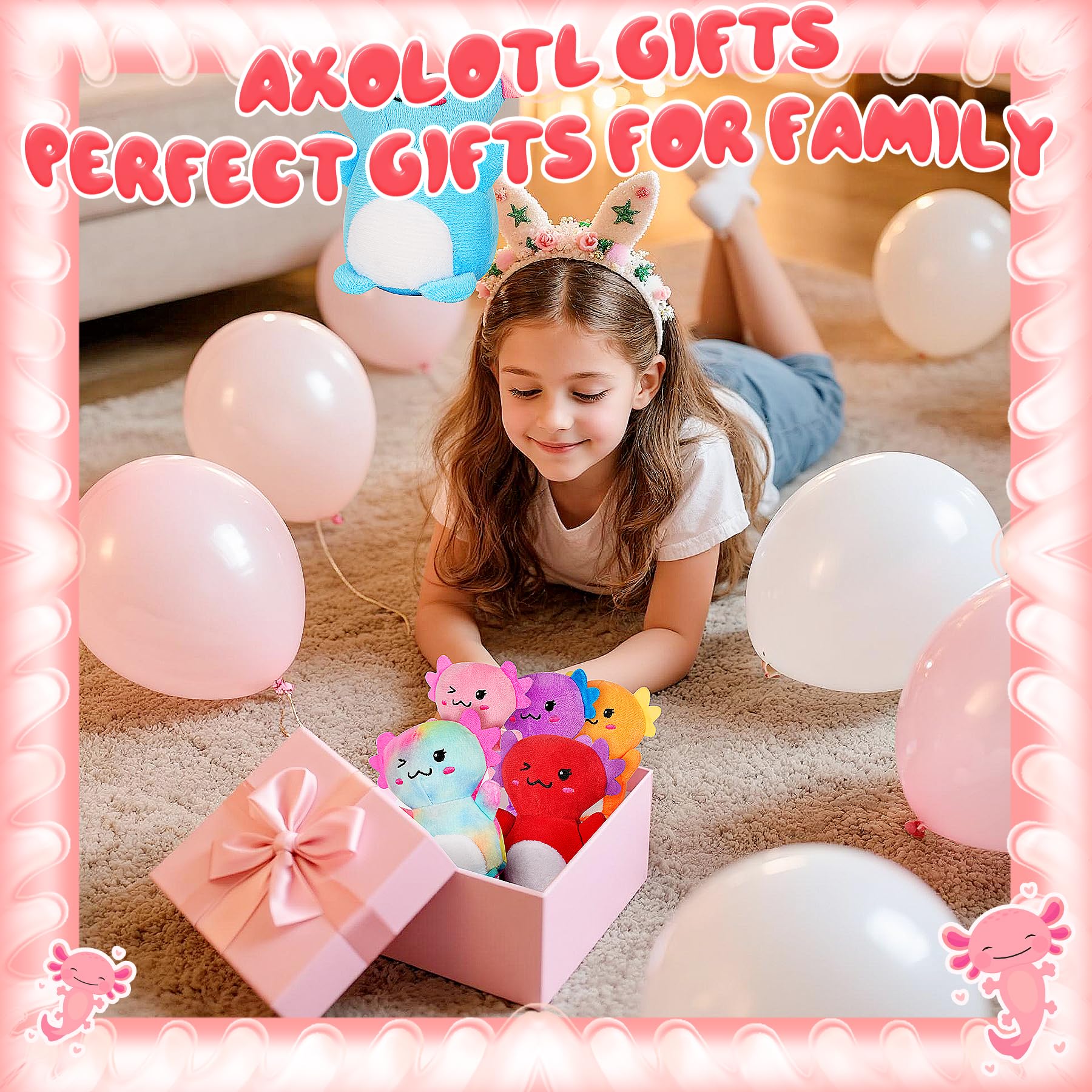 Rdogeia 12Pcs Mini Axolotl Stuffed Animal,Bulk Axolotls Plush Party Favors Small Axolotl Plushies Gifts Ornament for Birthday,Christmas Stock Stuffer for Kids Girls Boys Xmas Gifts Classroom Rewards - Image 4