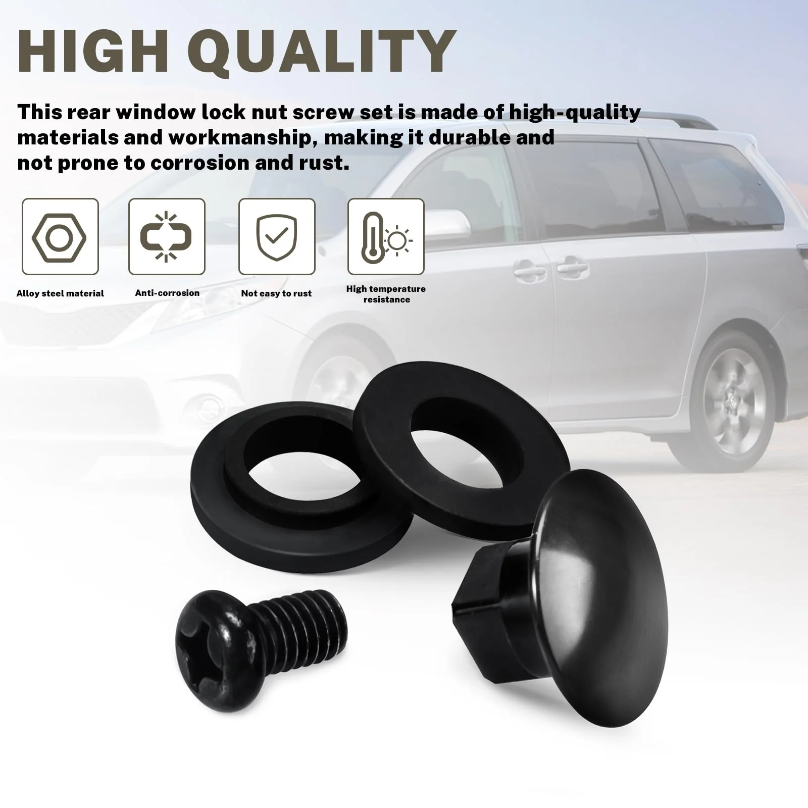 Rear Window Latch Bolt Nut Screw Cab Glass Fits 2003-17 Sienna GSL ASL - 1 Set - Image 4