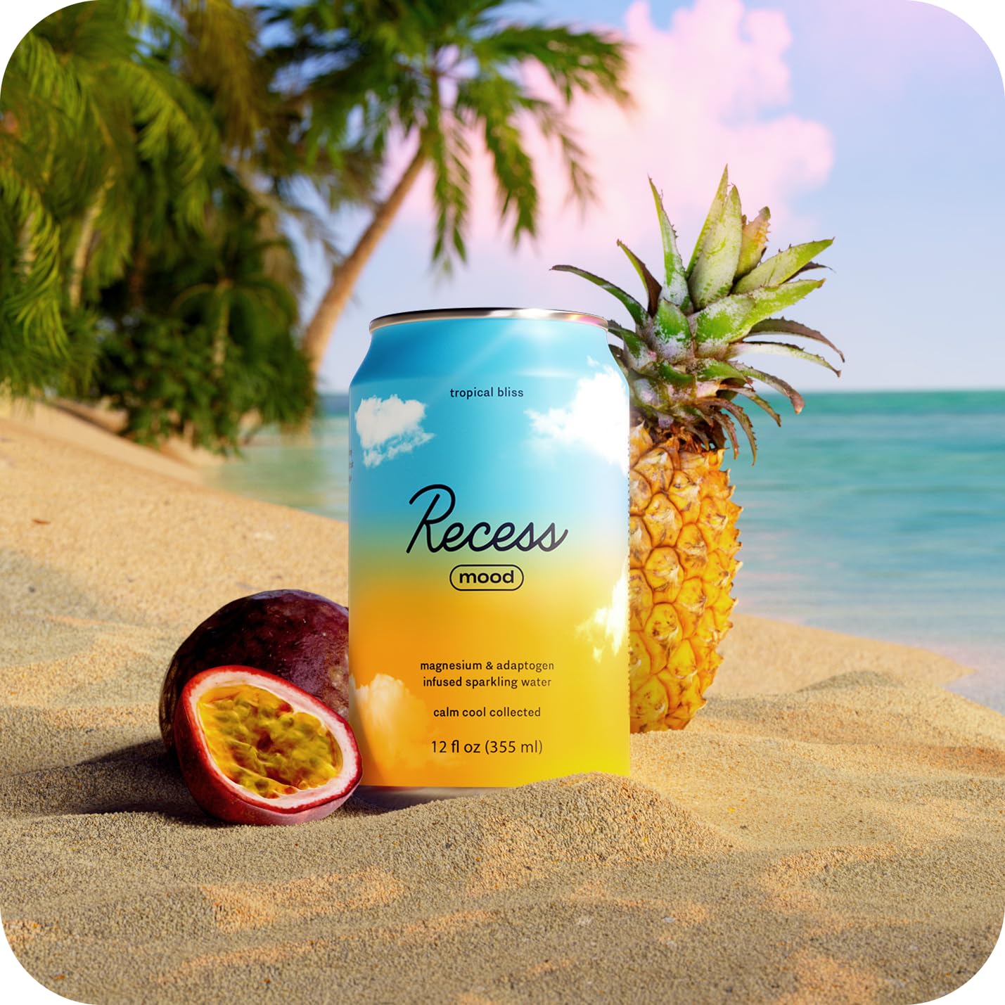 Recess Mood Magnesium & Adaptogen Drink, Relaxation Beverage, 12 Ounce (Tropical Bliss, 12 Pack) - Image 7