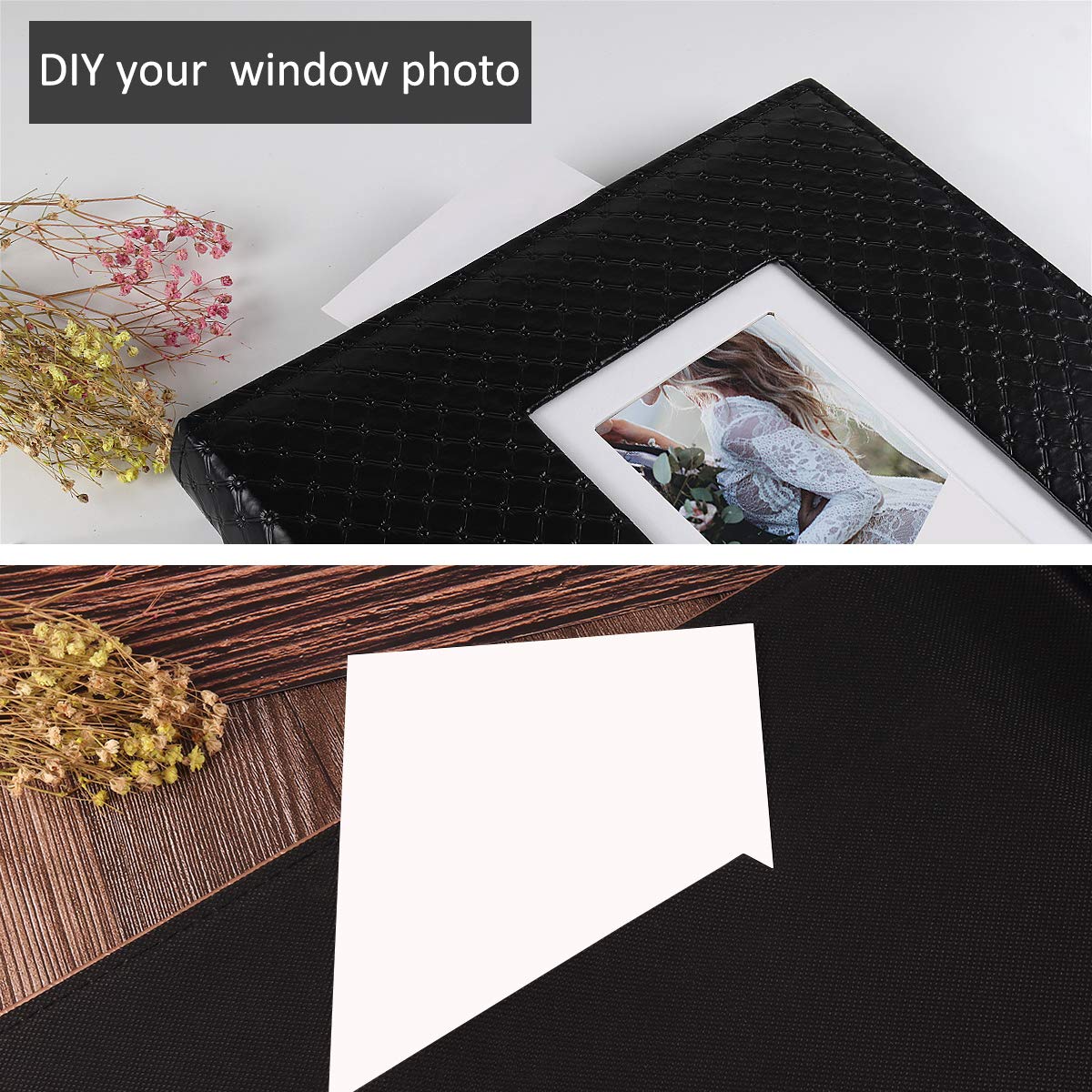 RECUTMS Photo Album for 4x6 Pictures 600 Pockets Black Inner Page Button Grain Leather Cover of Large Capacity Pictures Album Book Birthday Christmas Wedding Anniversary Memory (Black) - Image 3