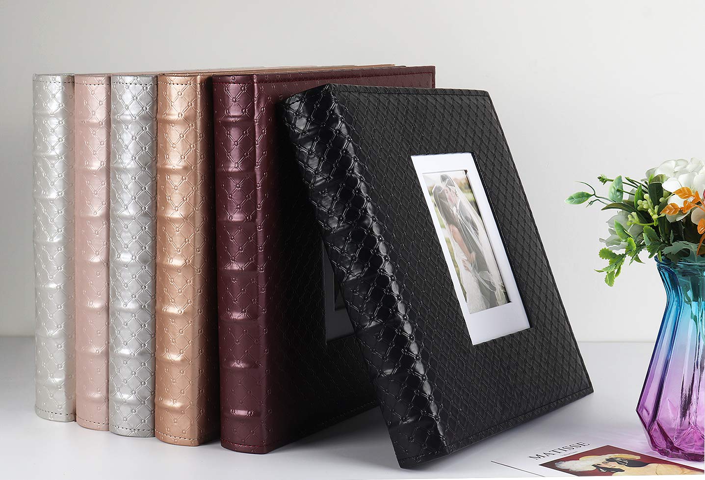 RECUTMS Photo Album for 4x6 Pictures 600 Pockets Black Inner Page Button Grain Leather Cover of Large Capacity Pictures Album Book Birthday Christmas Wedding Anniversary Memory (Black) - Image 6