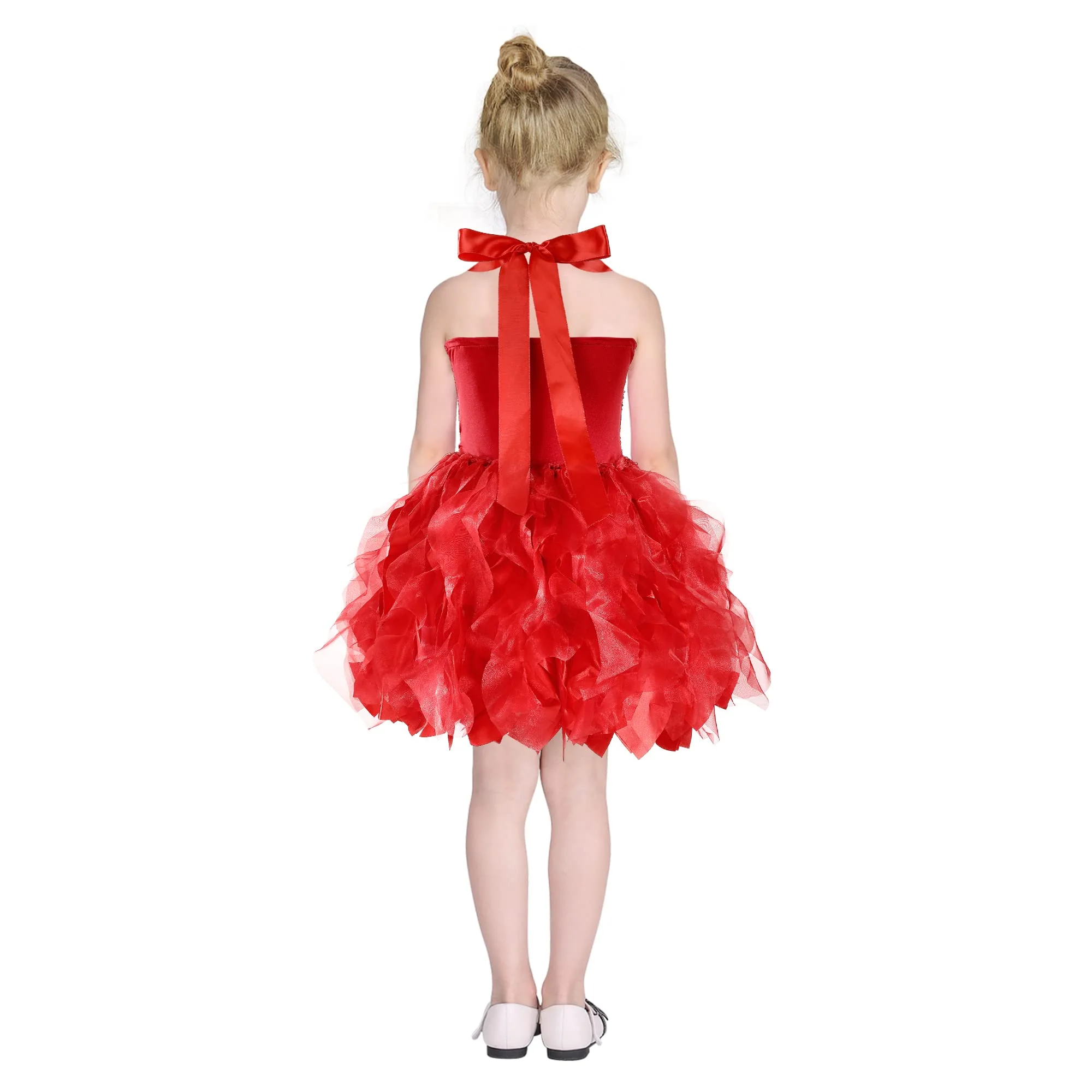 Red Tutu Dress for Girls Sparkly Sequin Christmas Princess Birthday Party Dress for Little Girl Kids Prom Ball Gown Prom Dance Graduation Costume Fairy Outfit 8T - Image 5