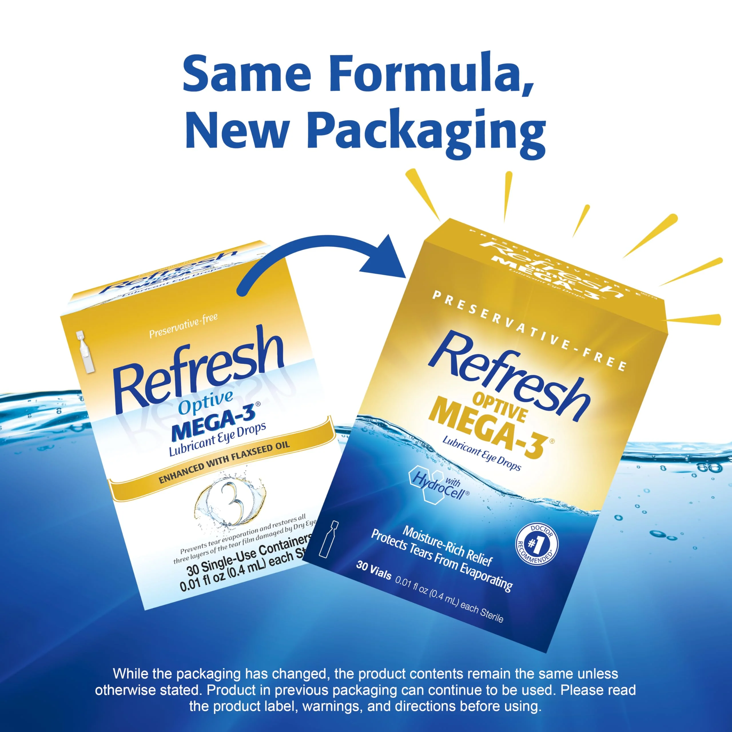 Refresh Optive MEGA-3 Lubricant Eye Drops Preservative-Free Artificial Tears, 0.01 fl oz (0.4 mL), 30 Single-Use Containers - Image 11