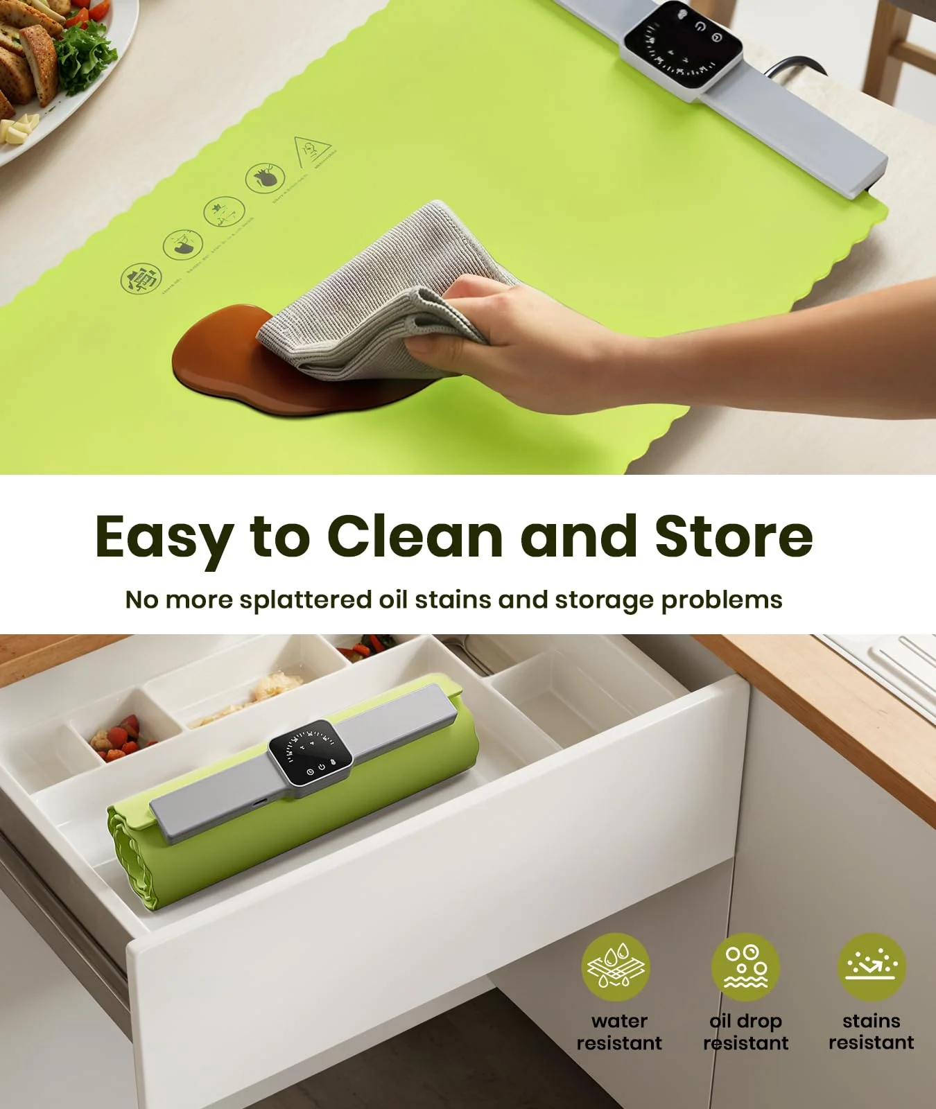 Relixcozy Food Warming Mat for Food, Electric Warming Tray with 5 Temp-Settings, Full-Surface Heating Pad for Food with Auto-Off Timer, Portable Food Warmers for Parties, Silicone Food Heating Mat - Image 8