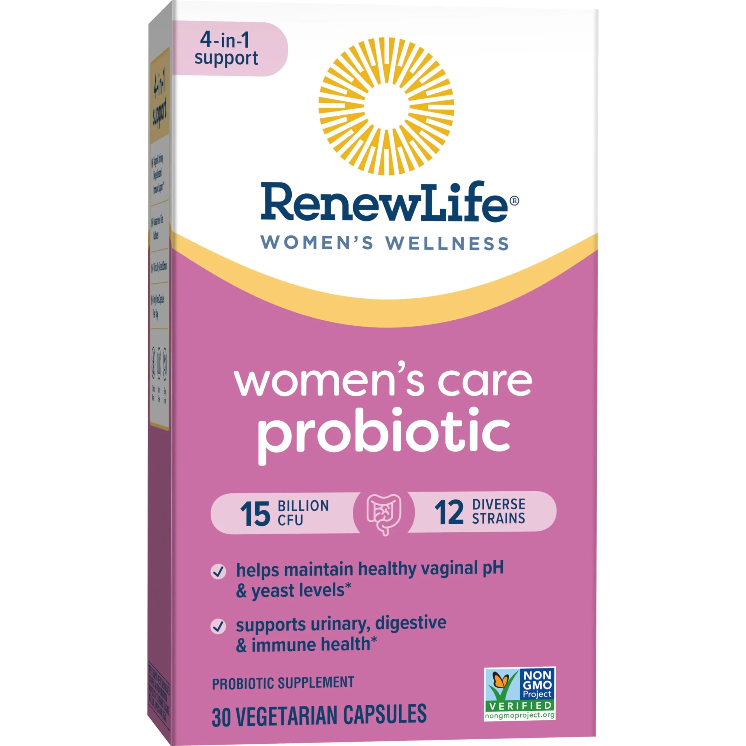 Renew Life Women's Probiotic Capsules, Supports pH Balance for Women, Vaginal, Urinary, Digestive and Immune Health, L. Rhamnosus GG, Dairy, Soy and Gluten-Free, 15 Billion CFU - 30 Ct - Image 4