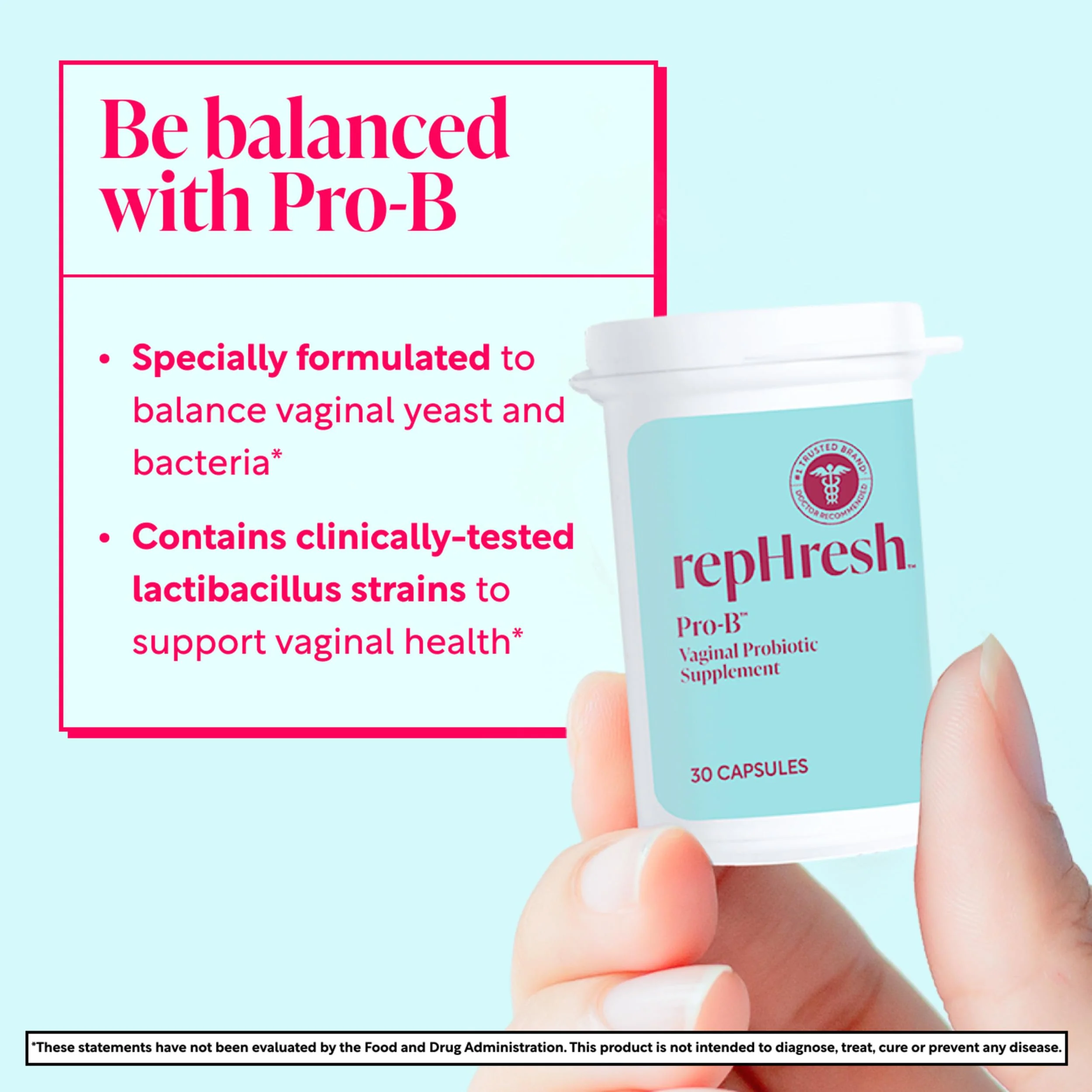repHresh Pro-B Vaginal Probiotic Supplement for Women, Clinically Tested, 30 Capsules - Image 8