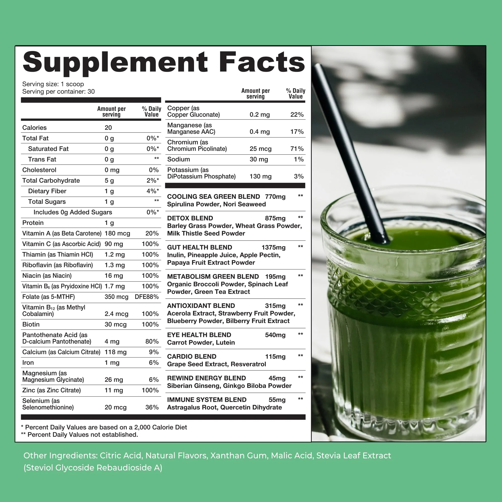 Rewind Best Tasting Super Greens Powder with 40+ Superfoods – Delicious Daily Green Powder with Vitamin B12, Zinc, Vitamin C, Magnesium & Calcium – Green Juice Superfood Mix - Blueberry Acai Flavor - Image 6