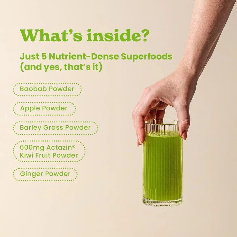 Rheal Gut Feel: Natural Prebiotic Digestion & Bloating - Daily Greens Organic Superfood Powder (30 Servings) - Image 3