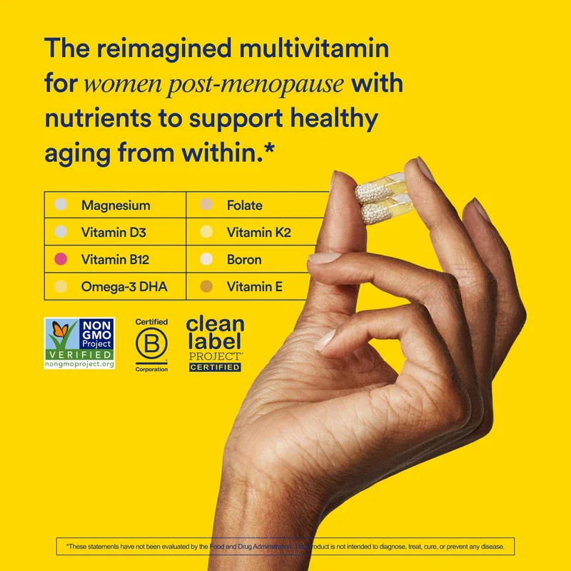 Ritual Ritual Multivitamin for Women 50+, Menopause Supplements with Vitamin D3, K2 and Magnesium for Bone Support*, Omega-3 DHA, Vitamin B12, Non-GMO, Mint Essenced, 30 Day Supply, 60 Vegan Capsules - Image 2