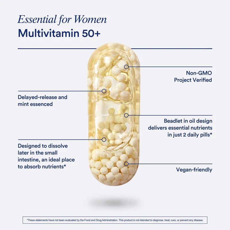 Ritual Ritual Multivitamin for Women 50+, Menopause Supplements with Vitamin D3, K2 and Magnesium for Bone Support*, Omega-3 DHA, Vitamin B12, Non-GMO, Mint Essenced, 30 Day Supply, 60 Vegan Capsules - Image 5