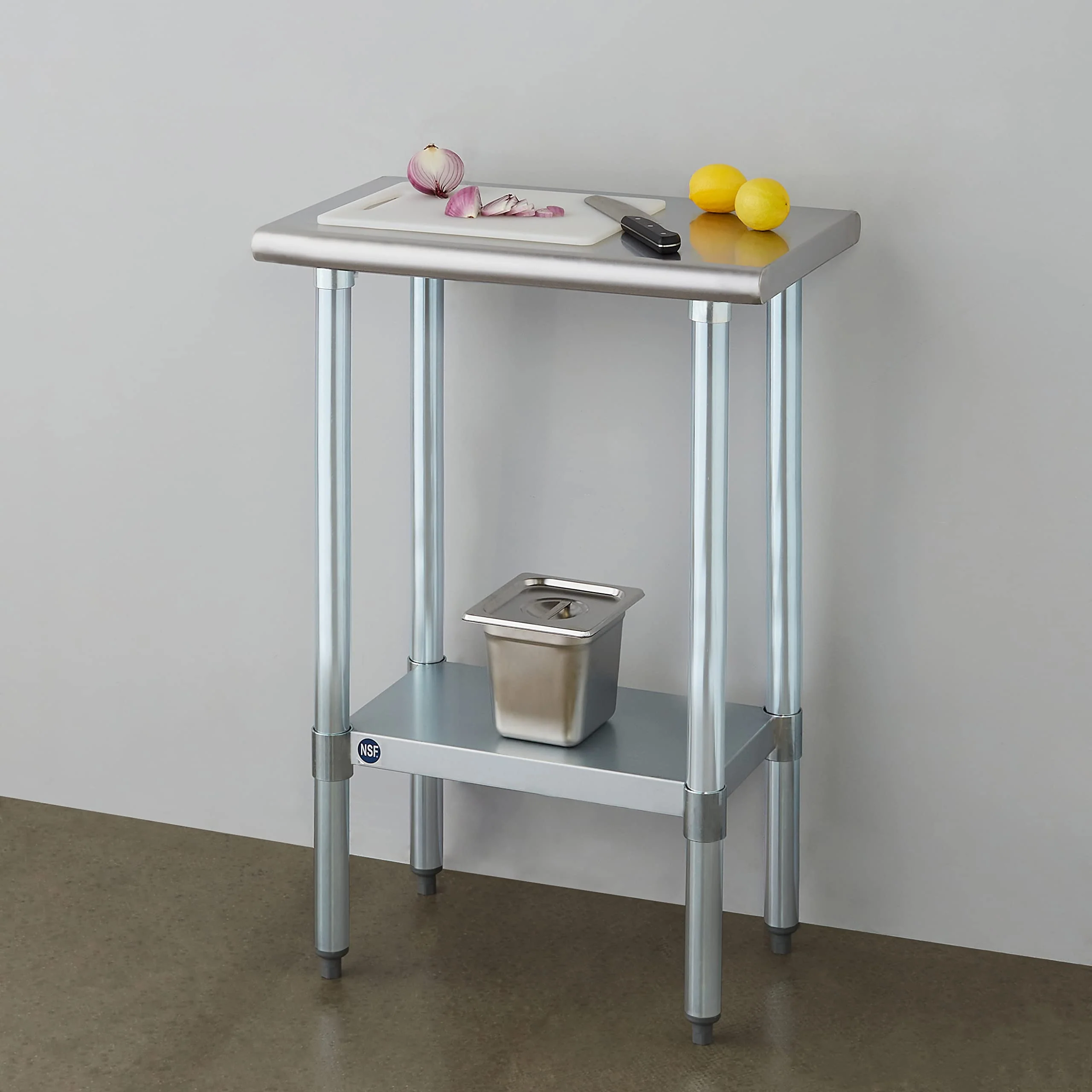 ROCKPOINT Stainless Steel Table for Prep & Work 14x24 Inches, NSF Metal Commercial Kitchen Heavy Duty Table with Adjustable Under Shelf and Table Foot for Restaurant, Home and Hotel - Image 7