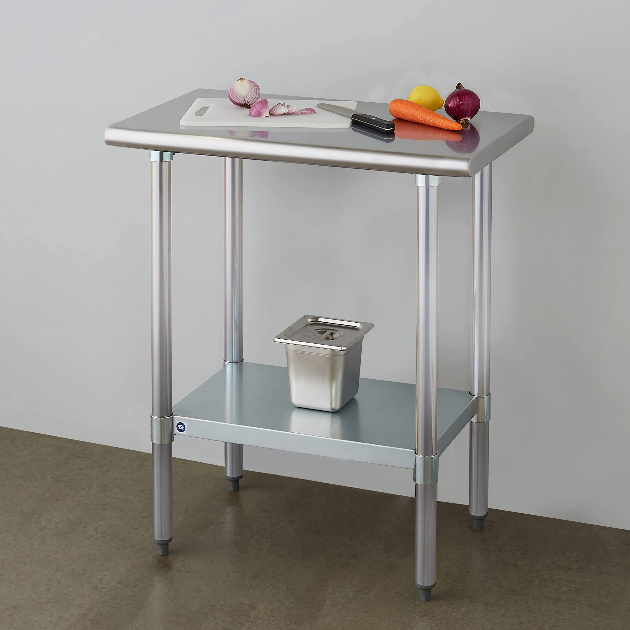 ROCKPOINT Stainless Steel Table for Prep & Work 18x30 Inches, NSF Metal Commercial Kitchen Heavy Duty Table with Adjustable Under Shelf and Table Foot for Restaurant, Home and Hotel - Image 7