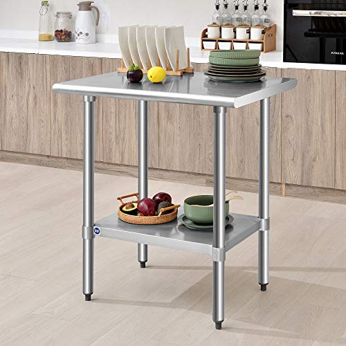 ROCKPOINT Stainless Steel Table for Prep & Work 24x30 Inches, NSF Metal Commercial Kitchen Heavy Duty Table with Adjustable Under Shelf and Table Foot for Restaurant, Home and Hotel - Image 3