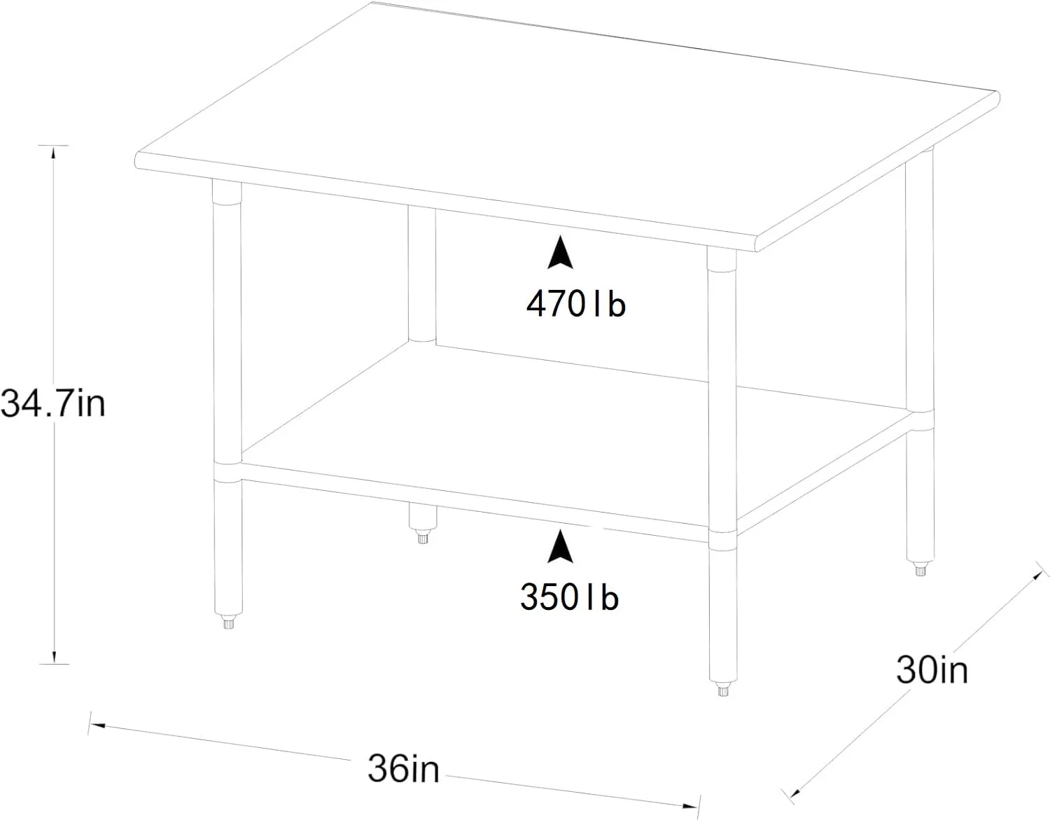 ROCKPOINT Stainless Steel Table for Prep & Work 30x36 Inches, NSF Metal Commercial Kitchen Heavy Duty Table with Adjustable Under Shelf and Table Foot for Restaurant, Home and Hotel - Image 5